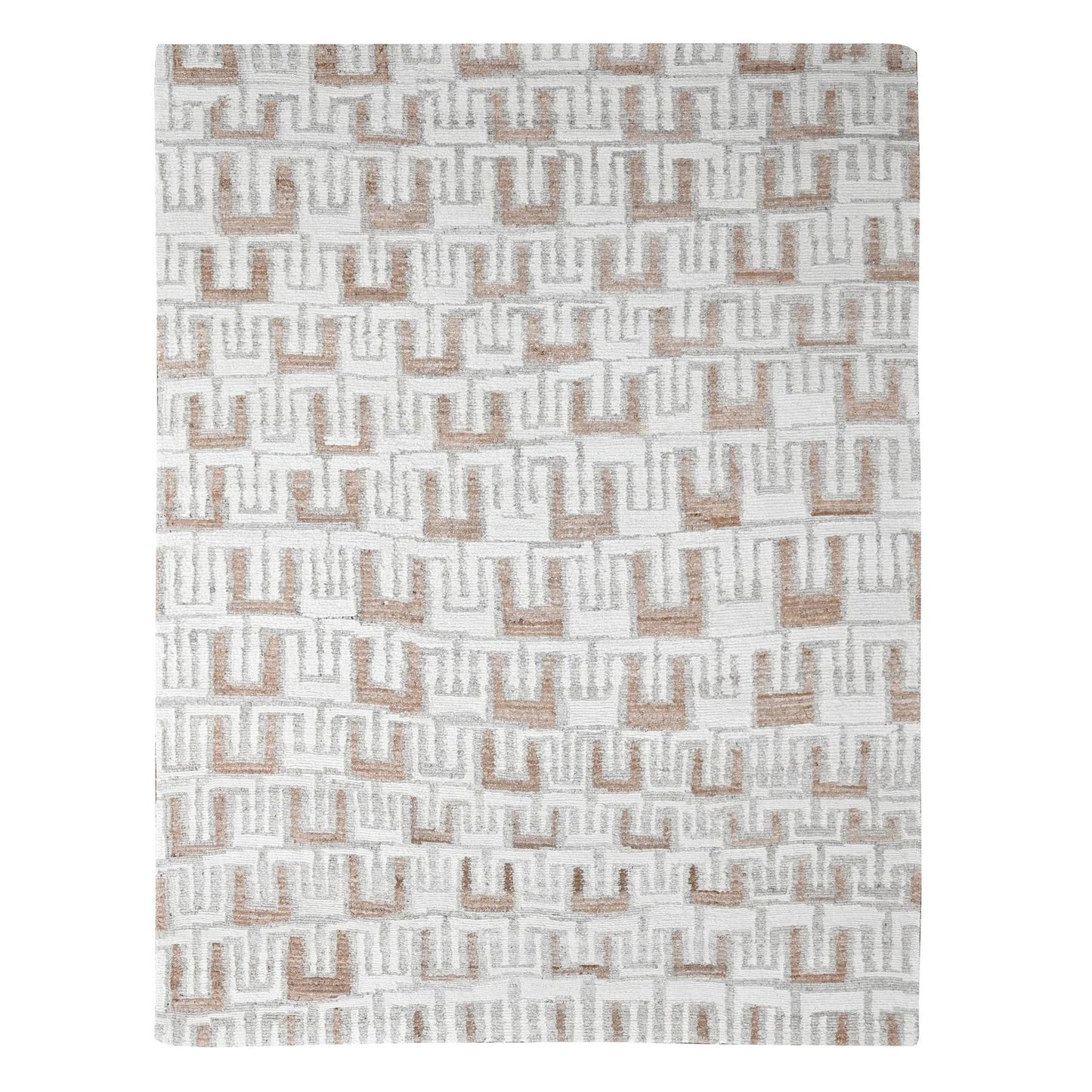 9'3"X11'9" Ivory Minimalist Design Flat Weave Hand Knotted Pure Wool Rug