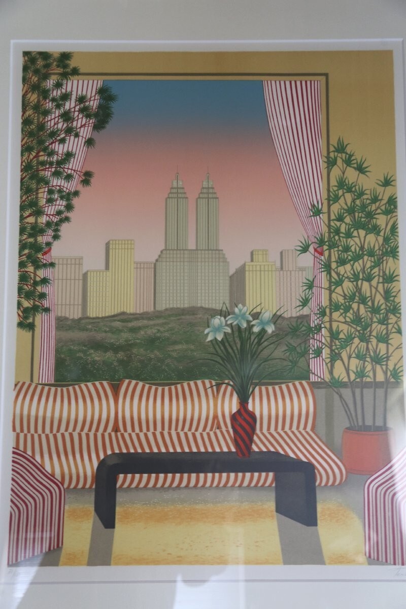 Fanch Ledan (France) - Skyscrapers Original Lithograph Signed Framed Limited 150