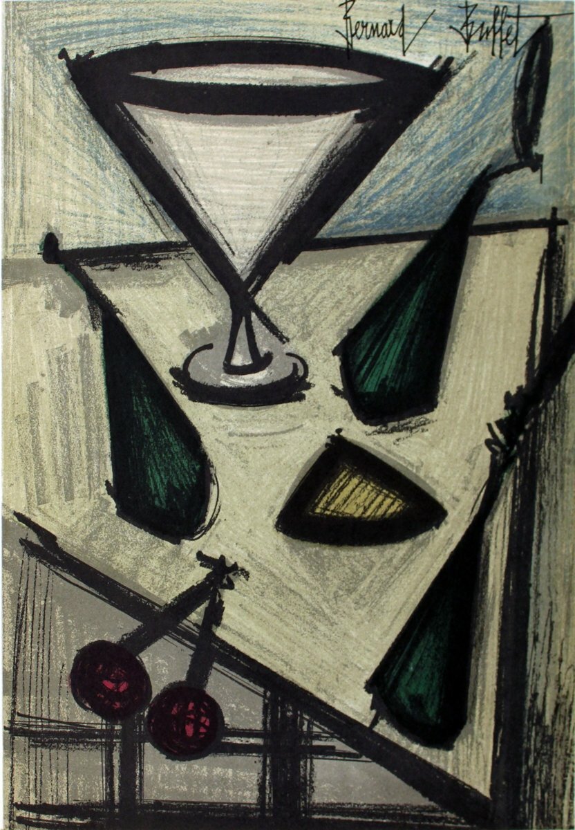 Bernard Buffet Still Life With Fruit " Lithograph Modernism Whi