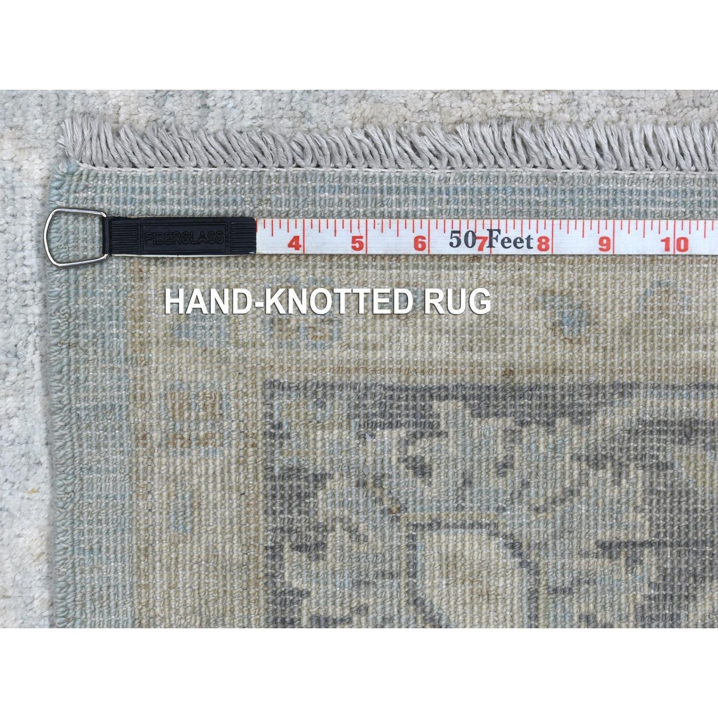 6'X8'9" Hand Knotted Gray Stone Wash Peshawar Extra Soft Wool Rug