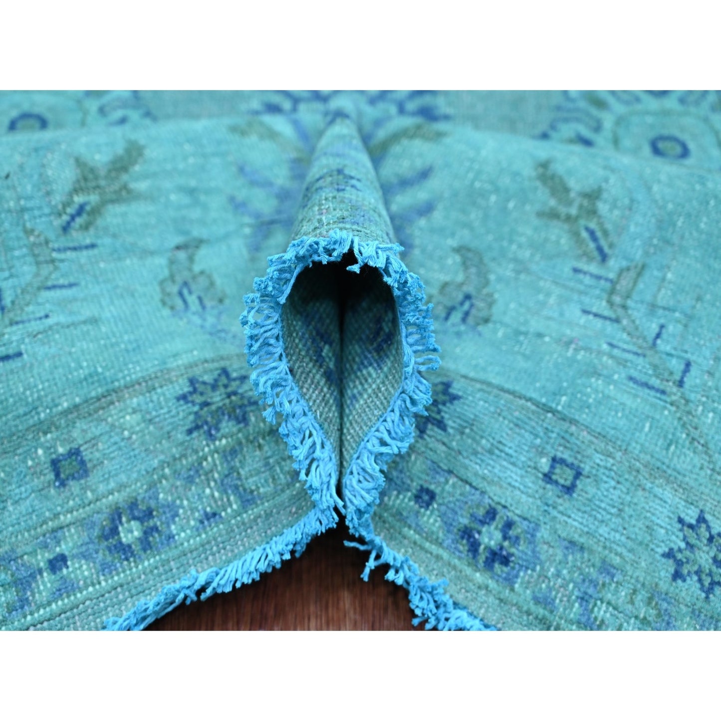8'X9'8" Bayern Blue 100% Wool Overdyed Kazak Leaf Design Hand Knotted Rug