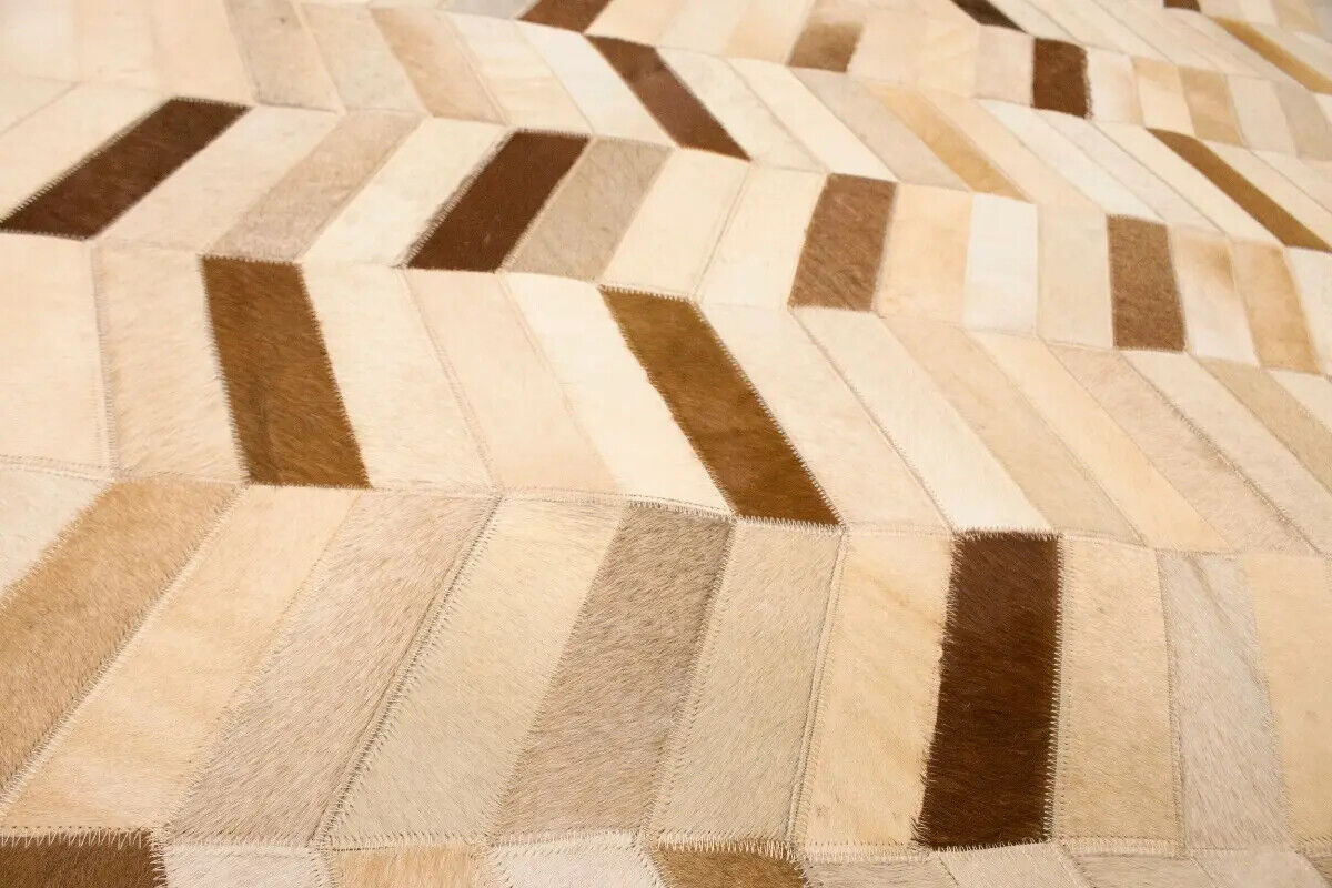 5X8 Ft Brown Cowhide Leather Rug Contemporary