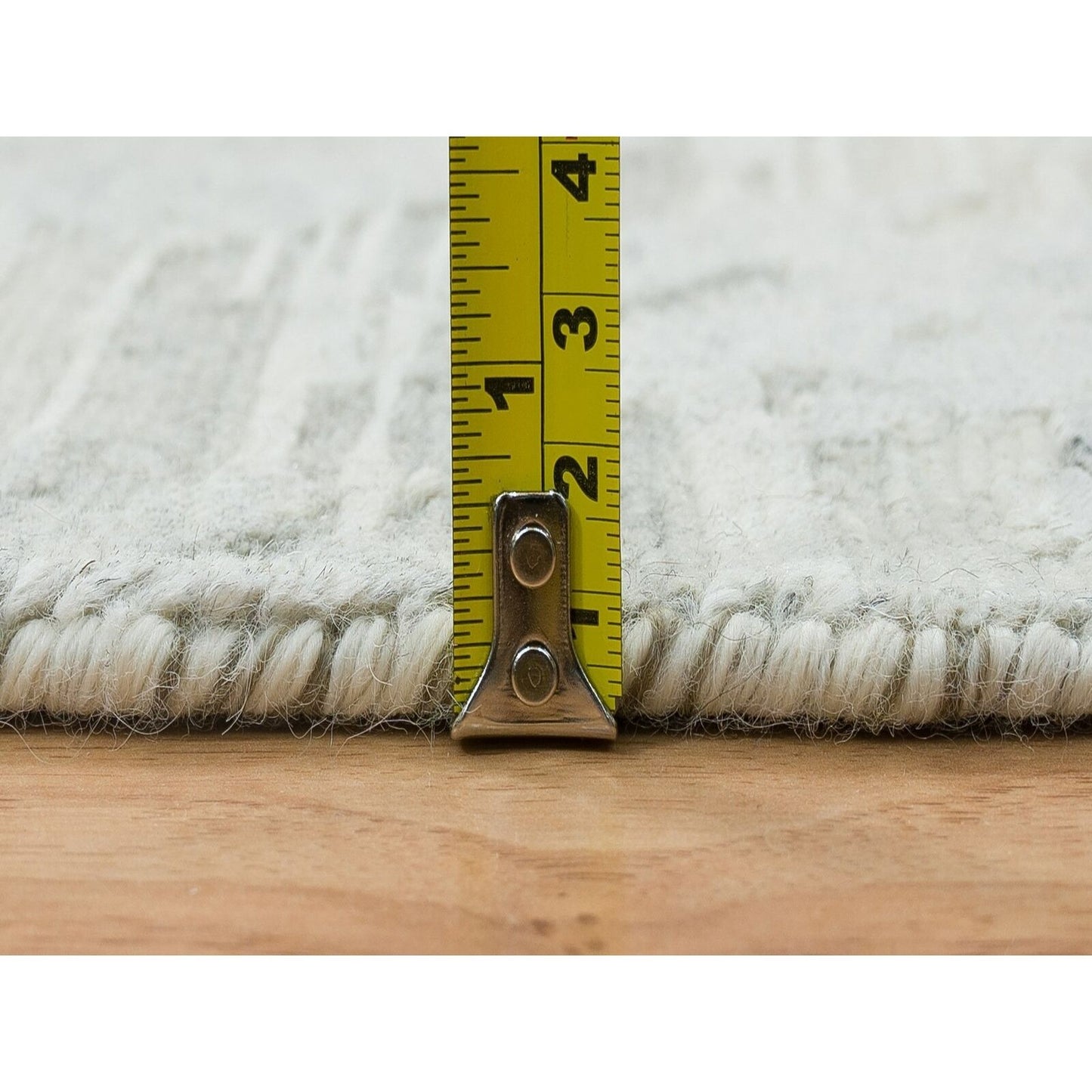 2'6"X16' Ivory And Light Grey Undyed Hand Knotted Xl Runner Oriental Rug