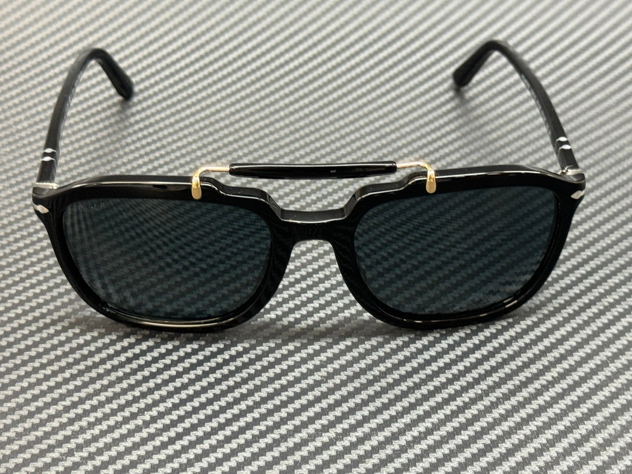 PERSOL PO0203S 95 3R Black Blue Polarized Unisex 55 mm Sunglasses