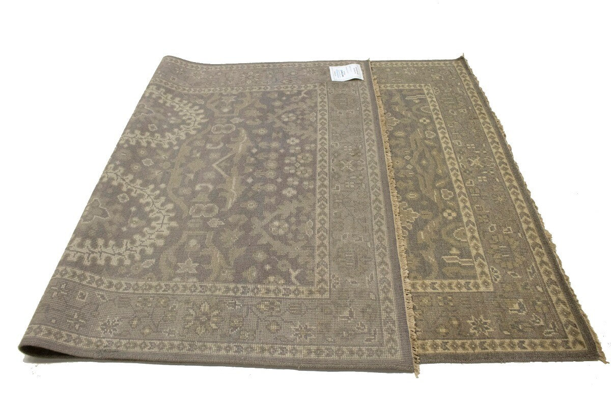 Handmade Brown Floral Oriental Rug Transitional