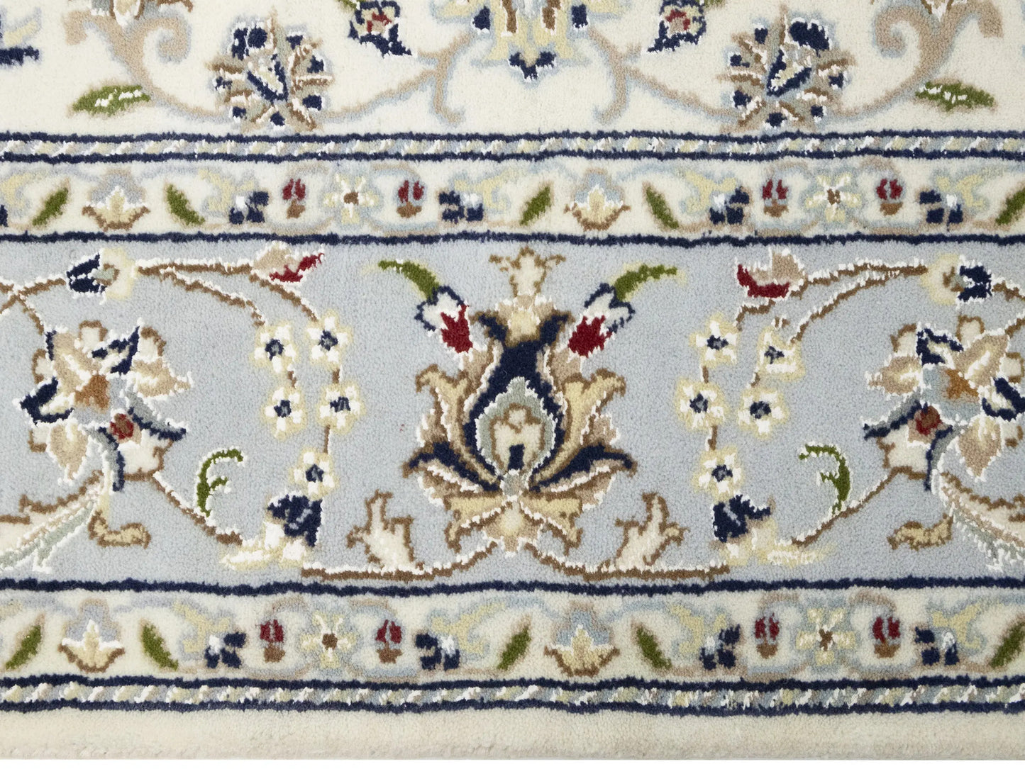 Indo-Nain Cream Floral Medallion Oriental Rug