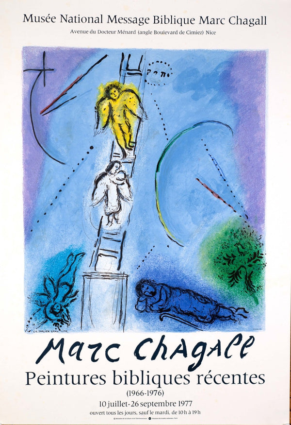 Marc Chagall 1977 Vintage French Galerie Poster - Stone Lithograph
