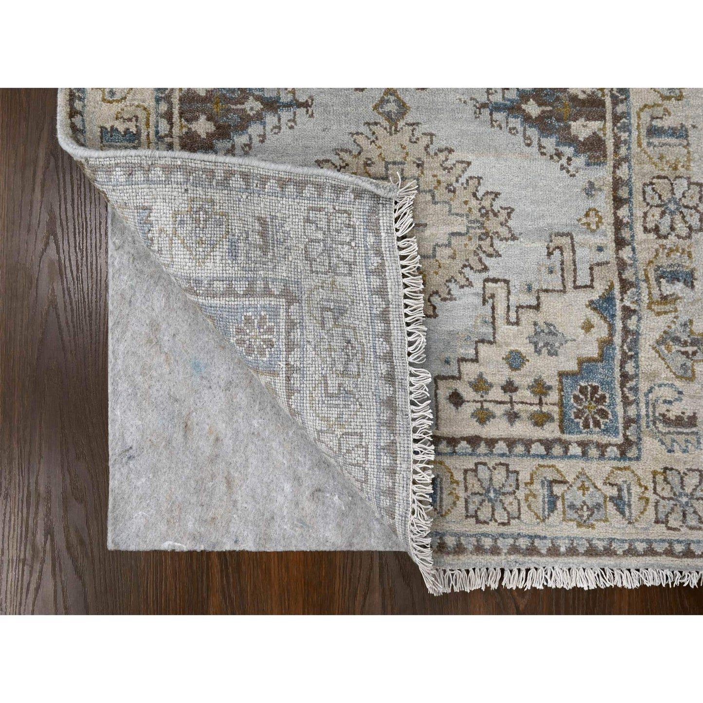 2'8"X10'1" Gray Farsian Village Geometric Wool Hand Knotted Oriental Rug