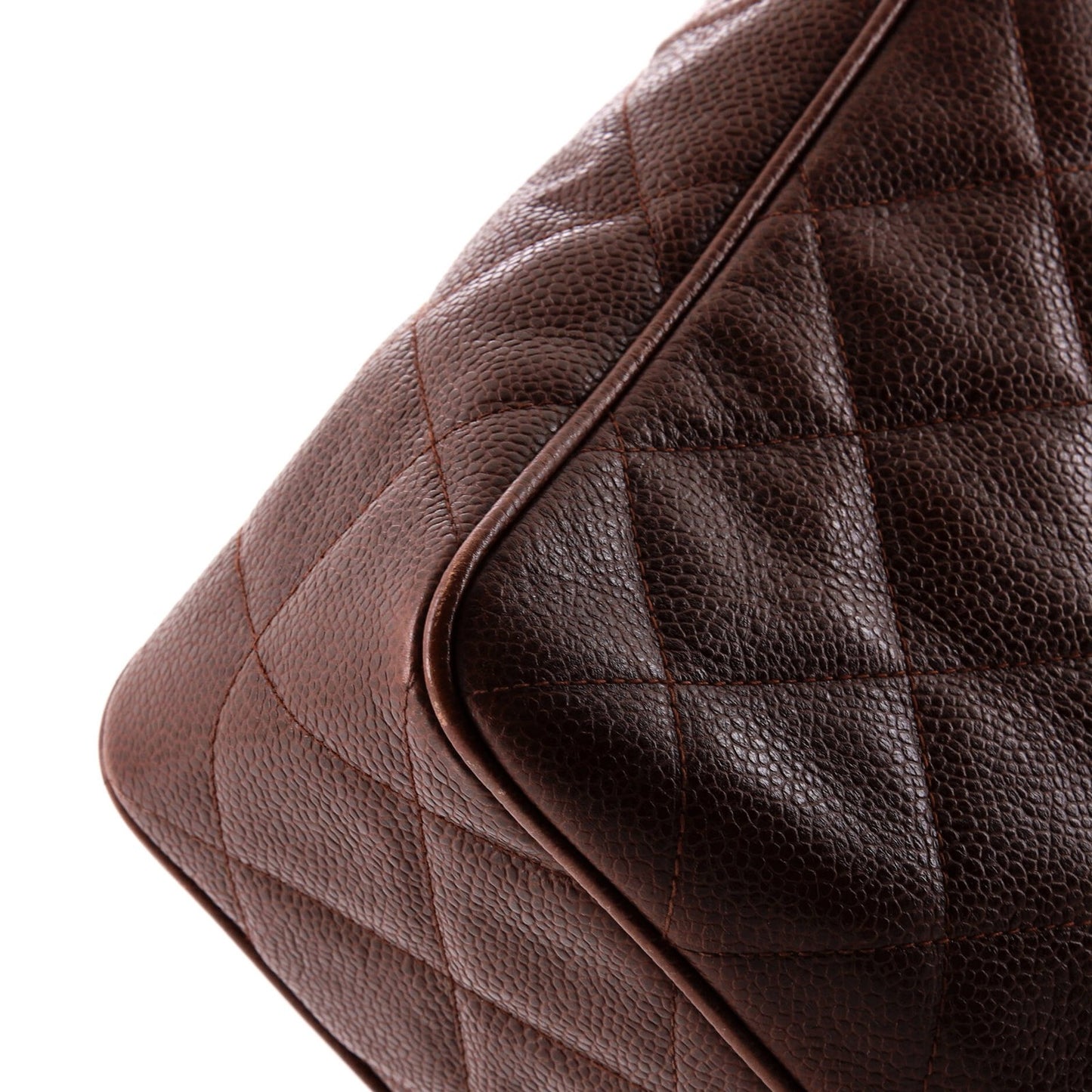 Chanel Vintage Diamond Cc Shoulder Bag Quilted Caviar Large