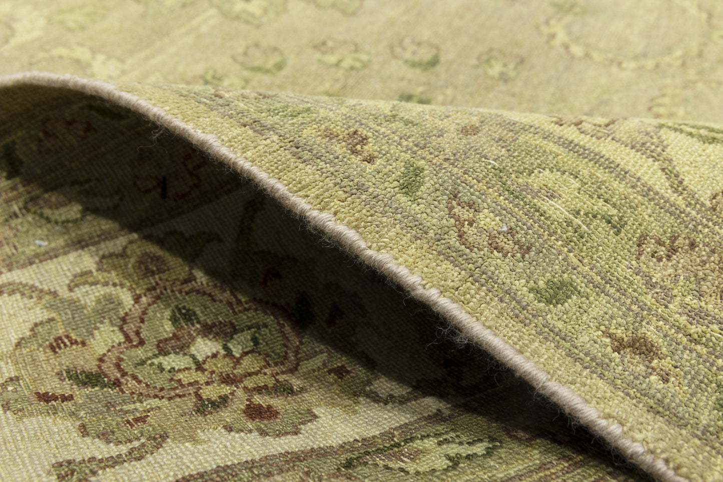 Hand-Knotted Wool Oriental Rug Large Distressed