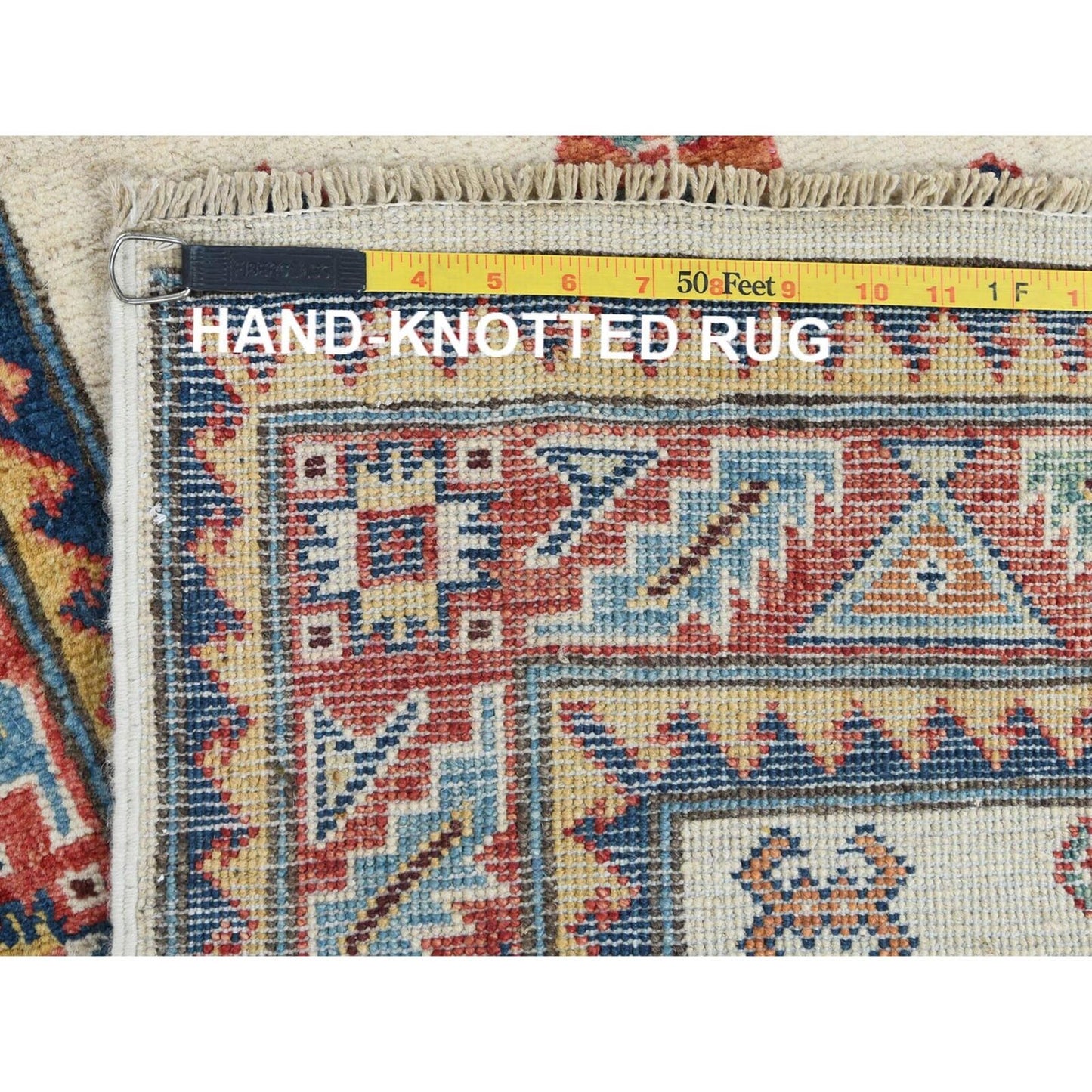2'7"X9'8" Wool Hand Knotted Ivory Afghan Special Kazak Runner Rug