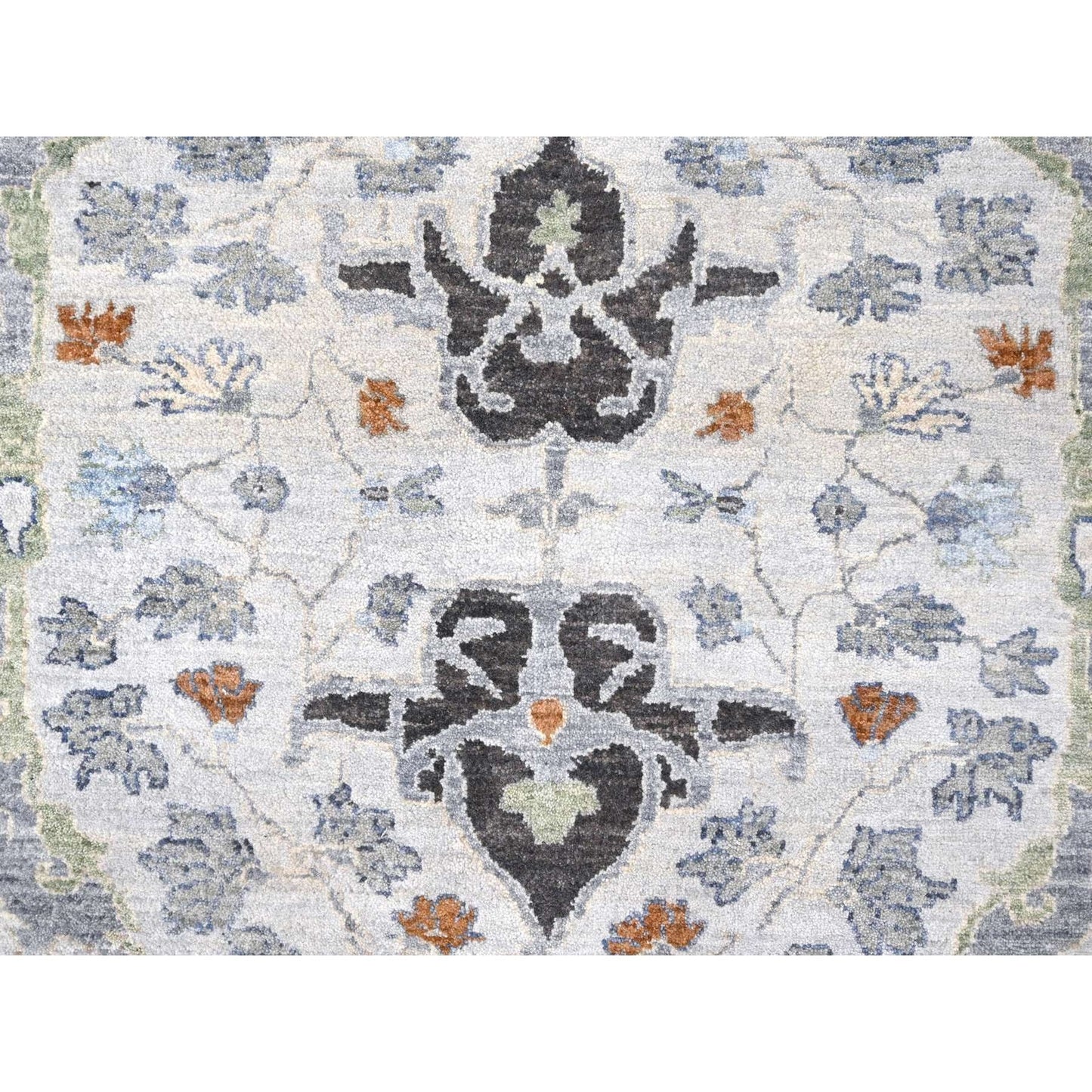 10'X10' White Hand Knotted Denser Weave Oushak Pure Wool Square Rug