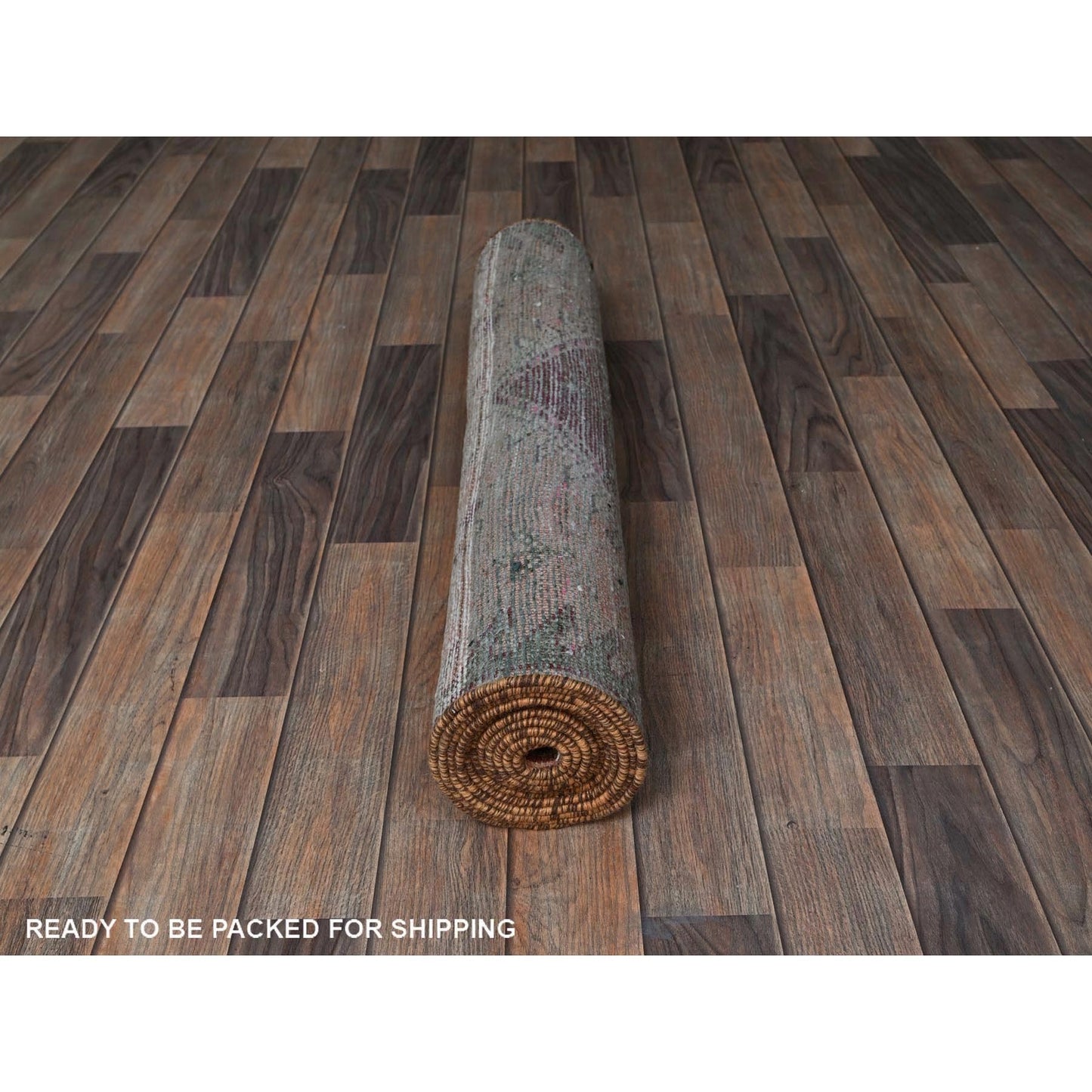 3'X10'5" Peach Vintage Zoroastrian Village Hand Knotted Wool Runner Rug