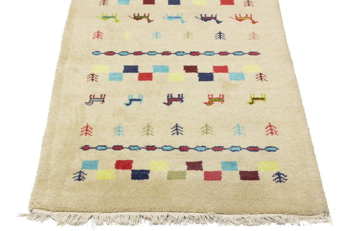 Hand-Knotted Tribal Indo-Gabbeh Pictorial Runner
