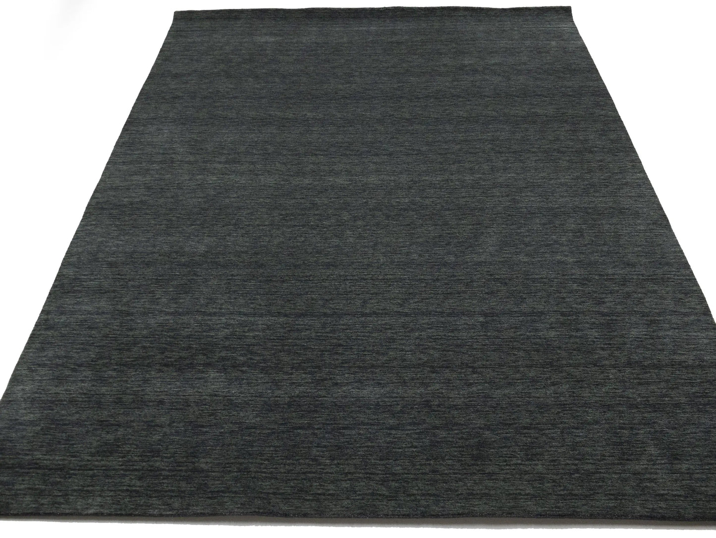 Solid Charcoal Hand-Loomed 9X12 Gabbeh Wool Rug