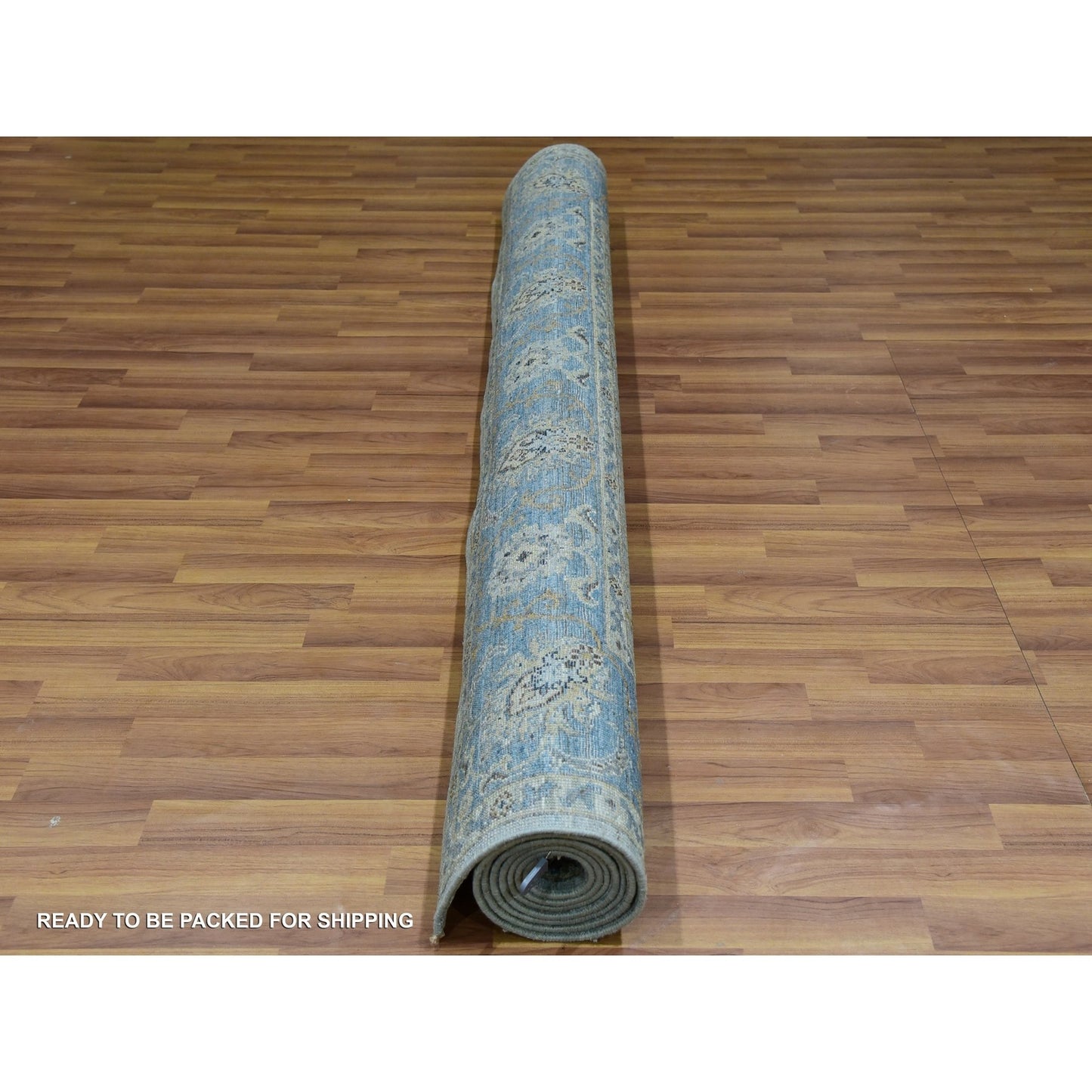 6'1"X9'3" Pale Blue Shah Abbas Flower Hand Knotted Wool Oriental Rug