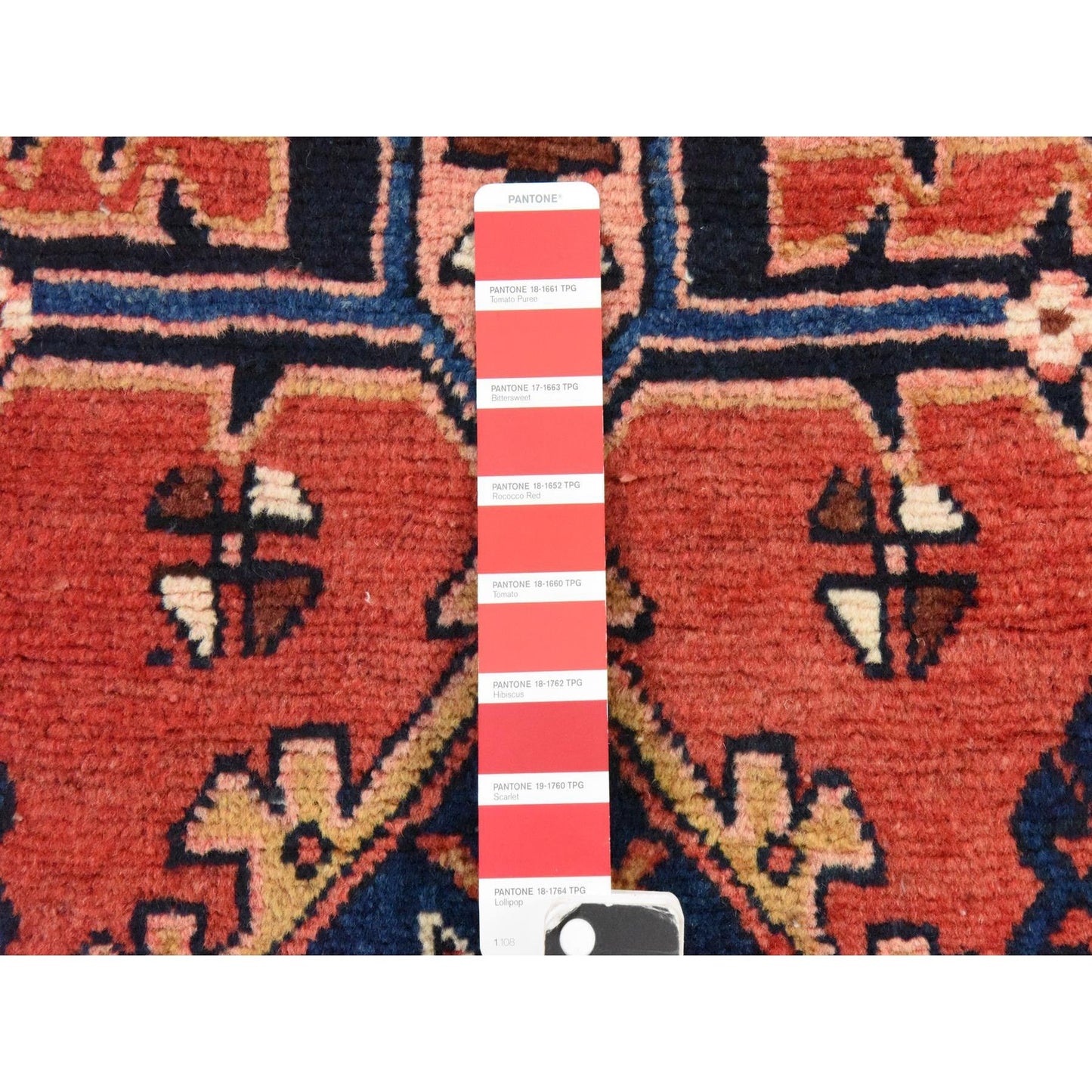3'2"X10' Red Vintage Zoroastrian Heris Pure Wool Hand Knotted Runner Rug