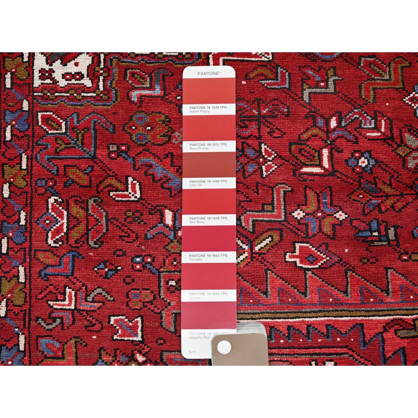 9'7"X12'2" Red Vintage Zoroastrian Heris 100% Wool Hand Knotted Clean Rug