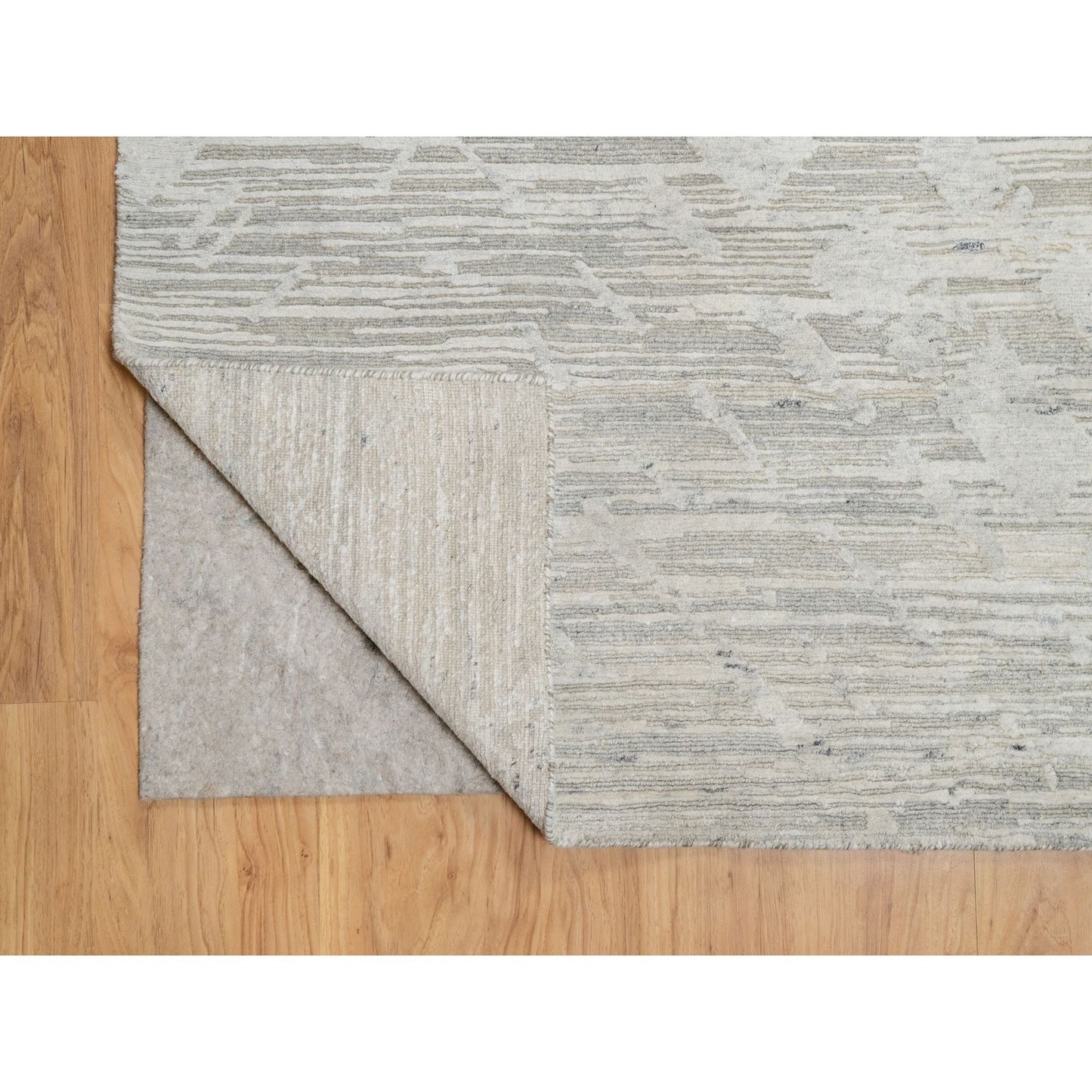 10'X10' Gray Modern Design Undyed Natural Wool Hand Knotted Square Rug