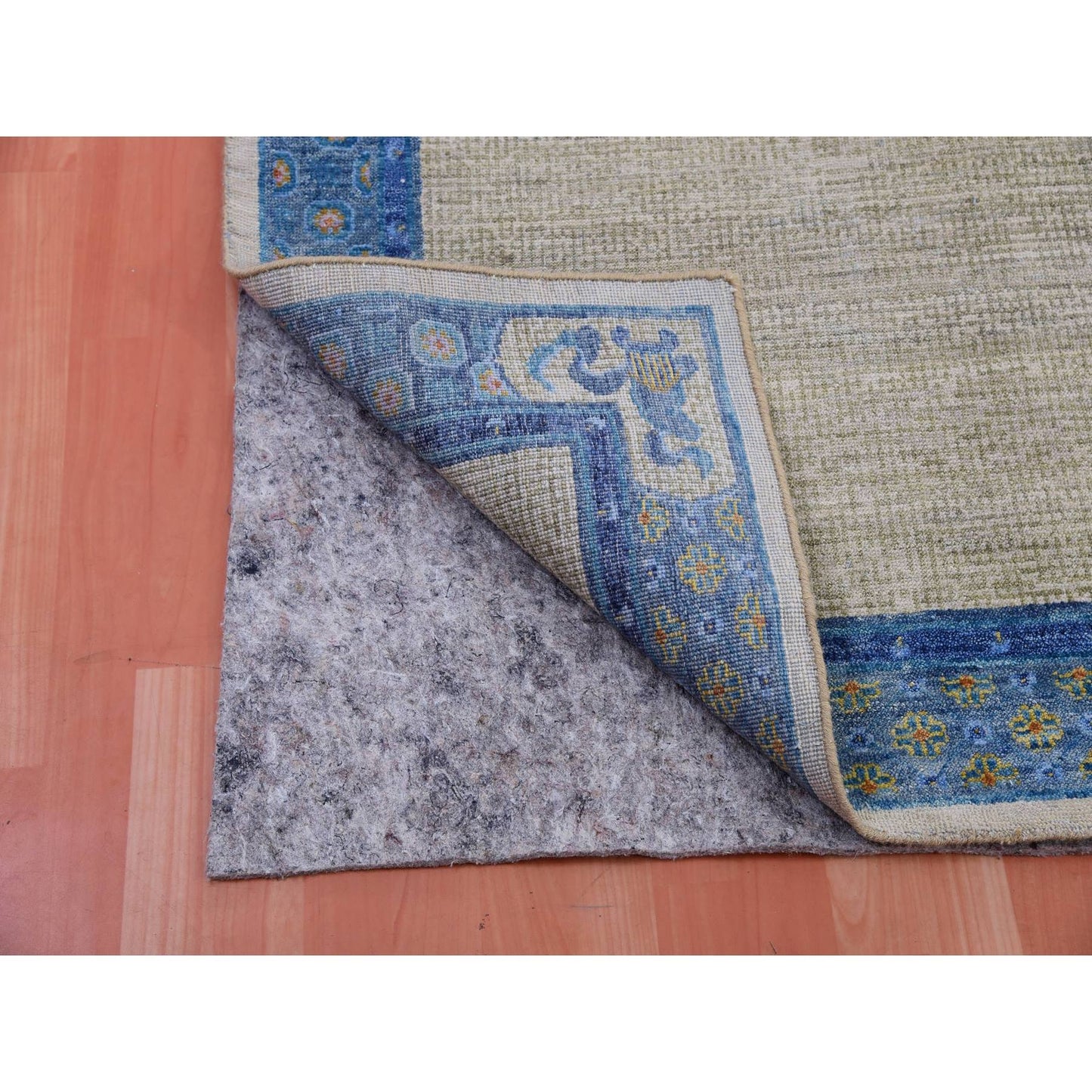 9'1"X12'1" Gray Ming Dynasty Flower Bouquet Wool Hand Knotted Rug