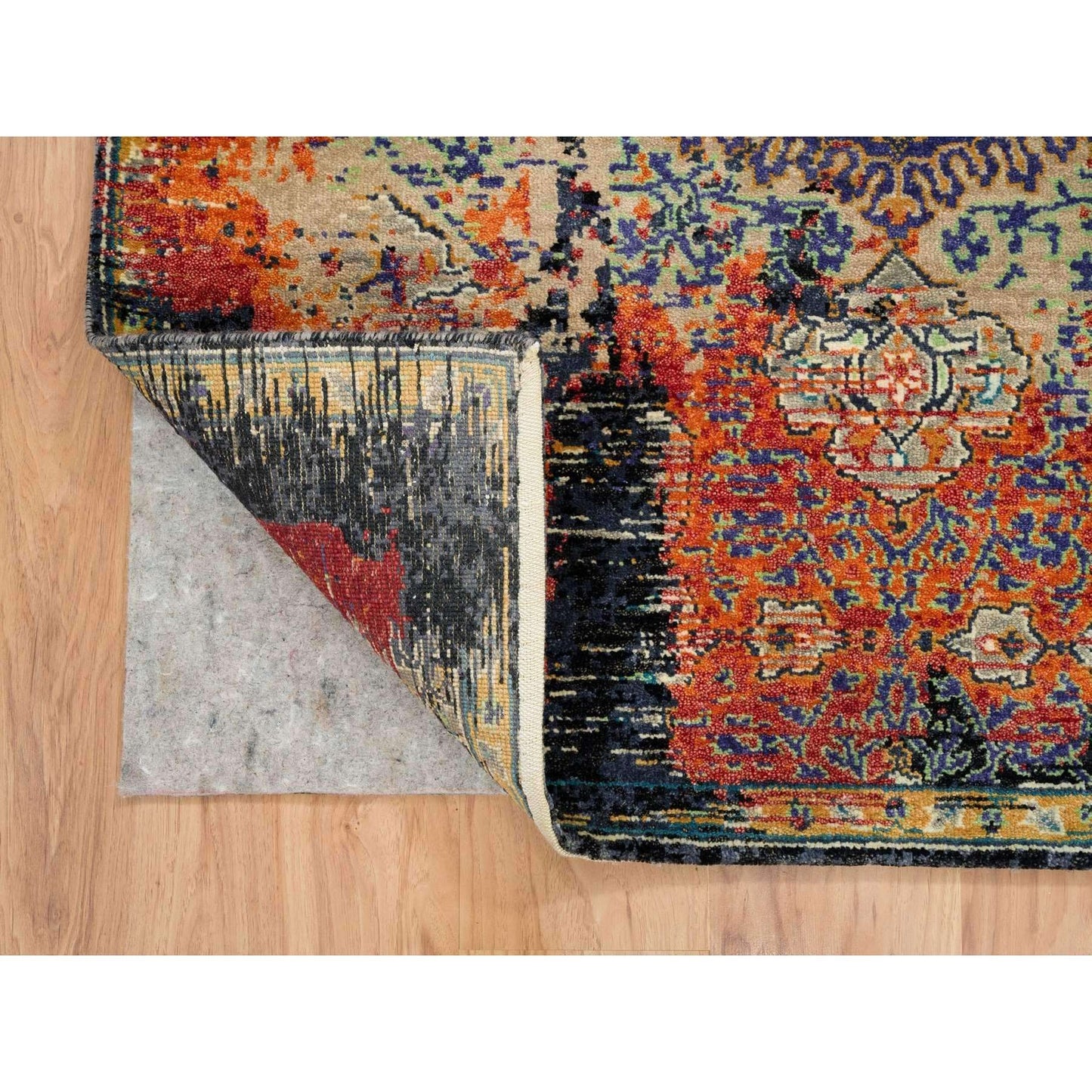 4'3"X6'1" Rust Red Ancient Ottoman Erased Design Wool Hand Knotted Rug