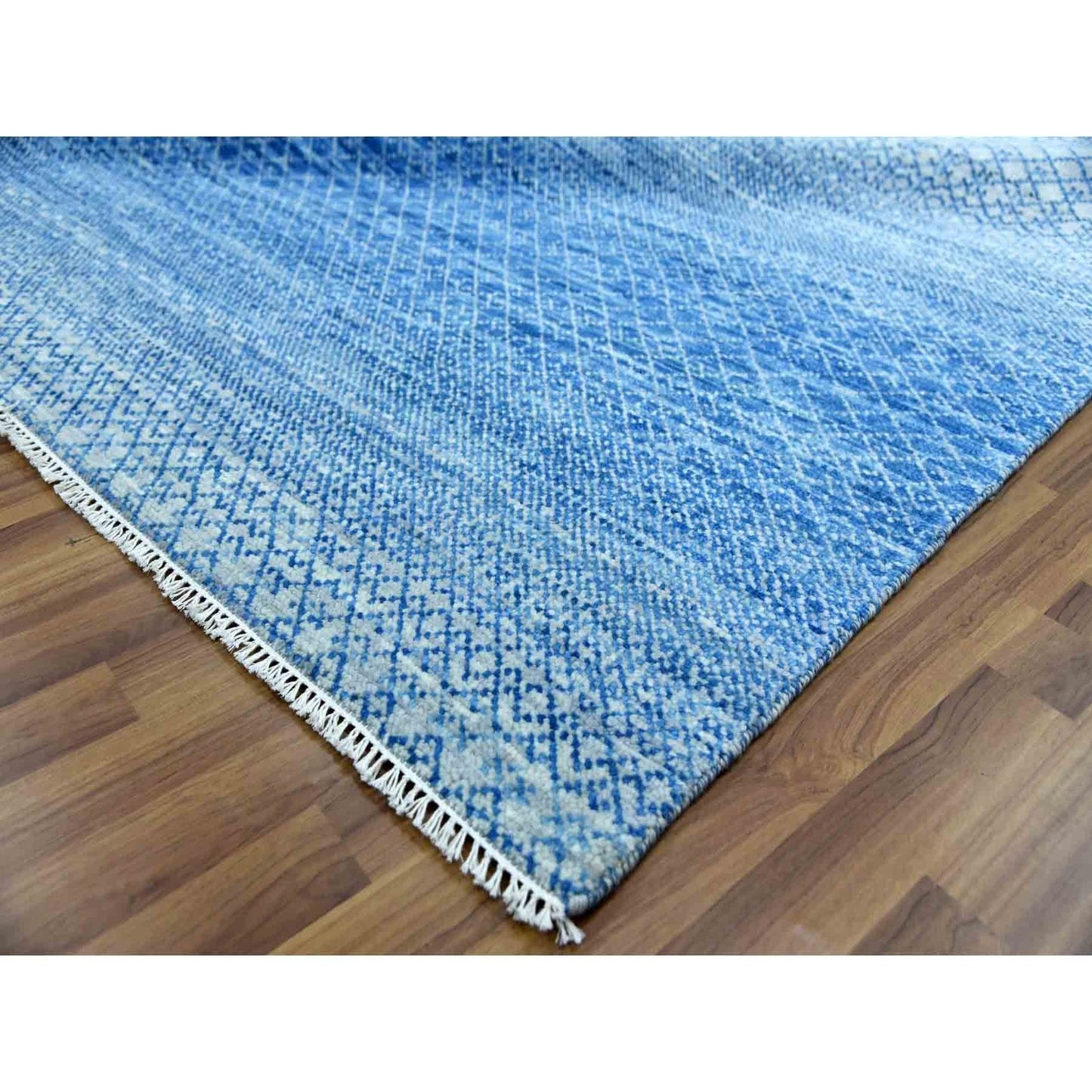 10'1"X14' Blue Chiaroscuro Collection Wool Hand Knotted Oriental Rug