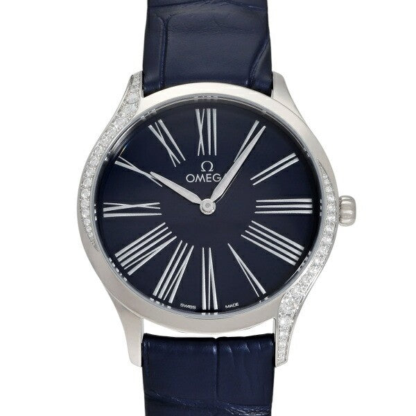 Unused Omega De Ville Trsor 428.18.36.60.03.001 Blue Leather Women Watch In Box