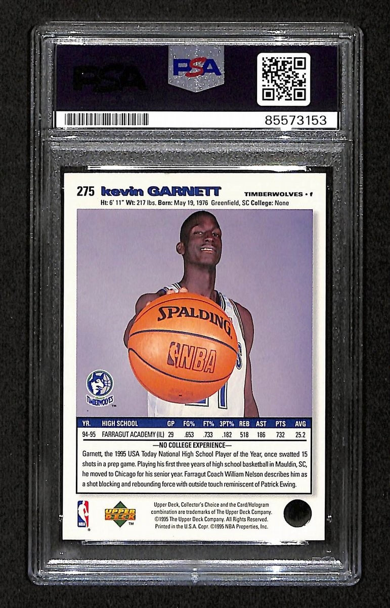 Kevin Garnett Hof Signed/Auto On Card 1995-96 Upper Deck Rc Card #275 Psa/Dna3