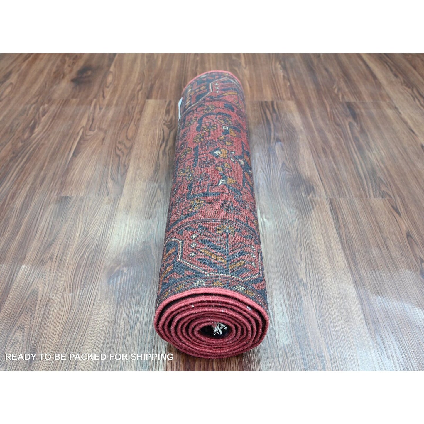 2'2"X8'2" Red Hand Knotted Andkhoy Geometric Design Soft Wool Runner Rug