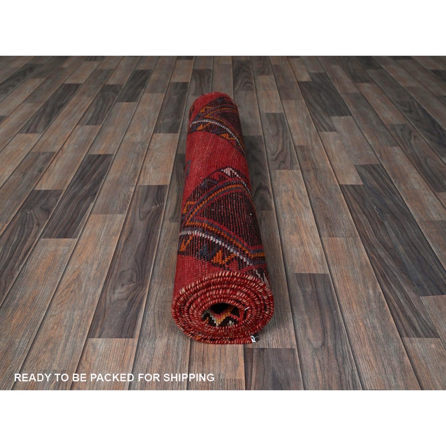3'1"X8'4" Red Vintage Zoroastrian Sheeraz Pure Wool Hand Knotted Runner Rug