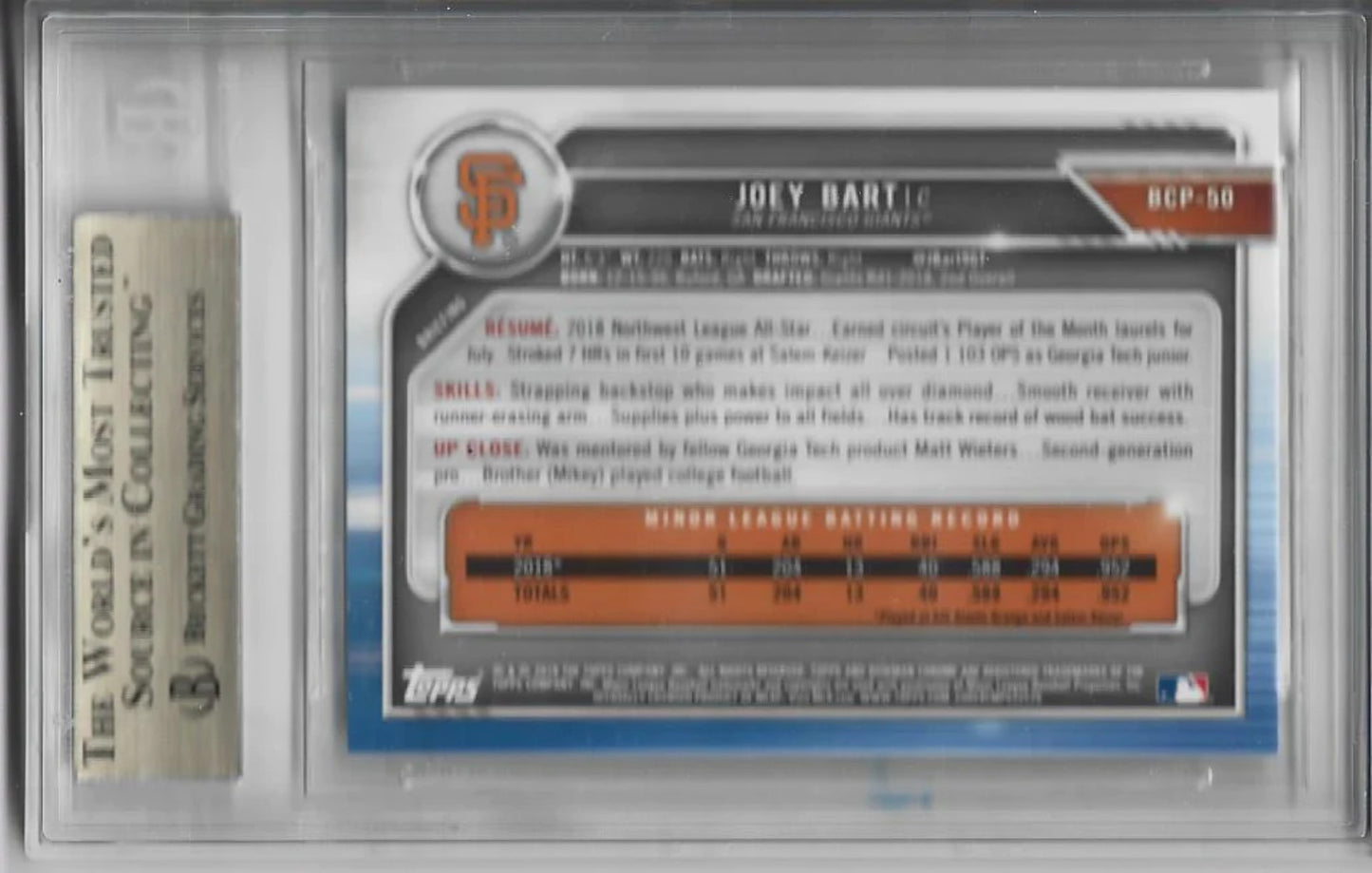 Joey Bart 2019 Bowman Chrome Prospects Rookie