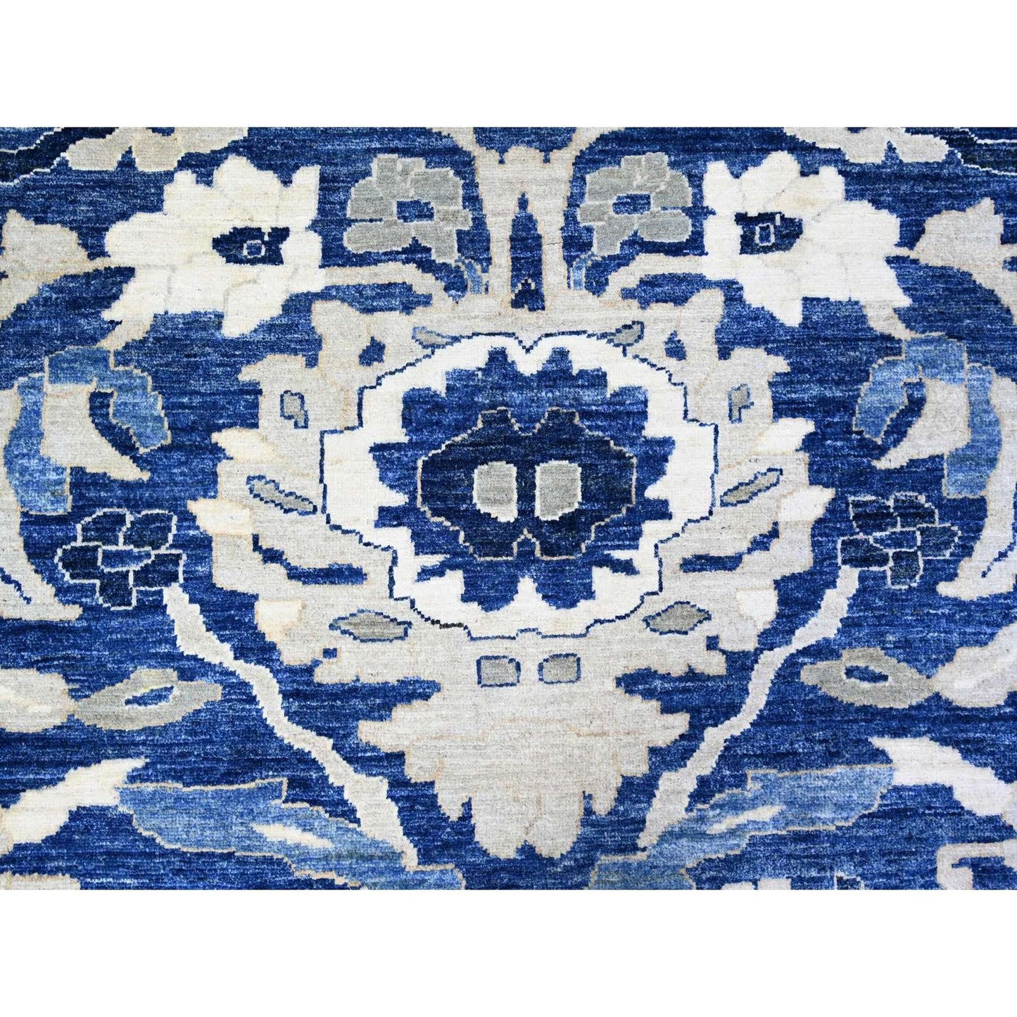 8'2"X9'8" Byzantine Blue Peshawar With Mahal Design Wool Hand Knotted Rug