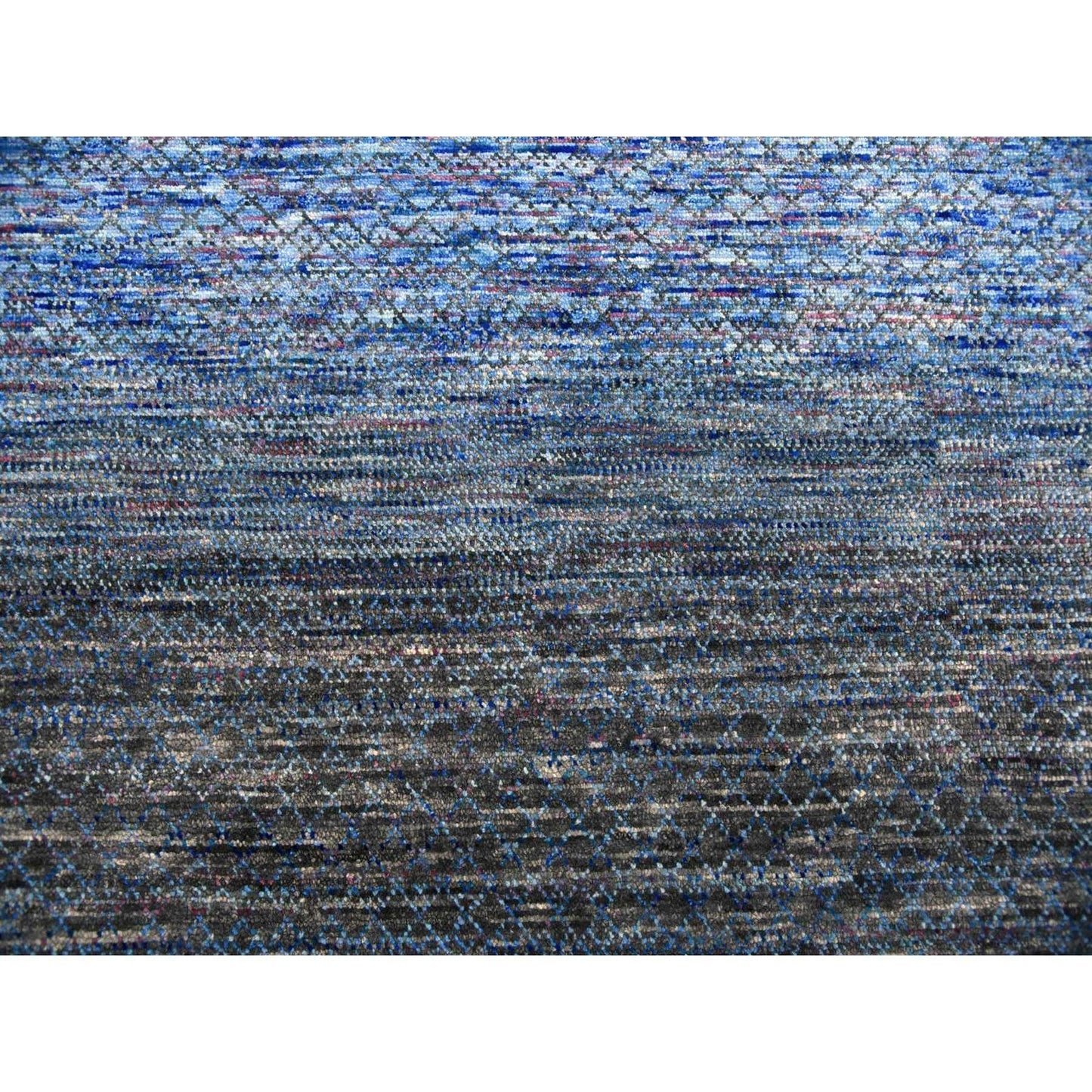 10'X14' Blue Modern Chiaroscuro Collection Pure Wool Hand Knotted Rug