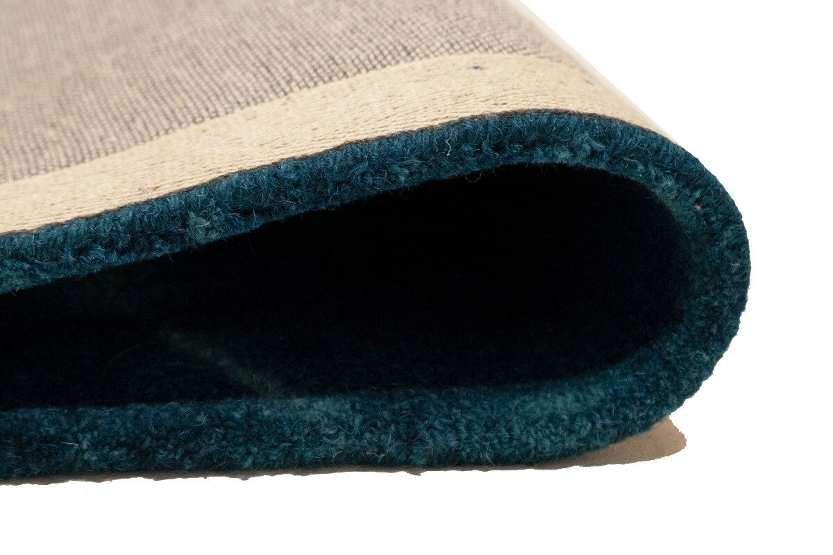 Hand-Tufted Ocean Blue Tie-Dye Wool Rug Modern