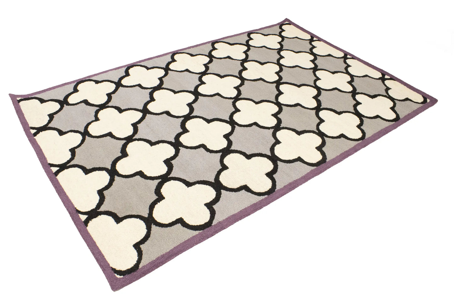 Multicolored Trellis Design Wool 5X8 Hand-Tufted
