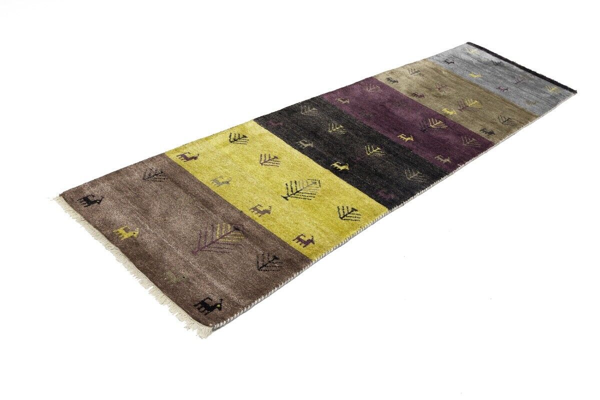 Handwoven Indo-Gabbeh Oriental Runner Rug