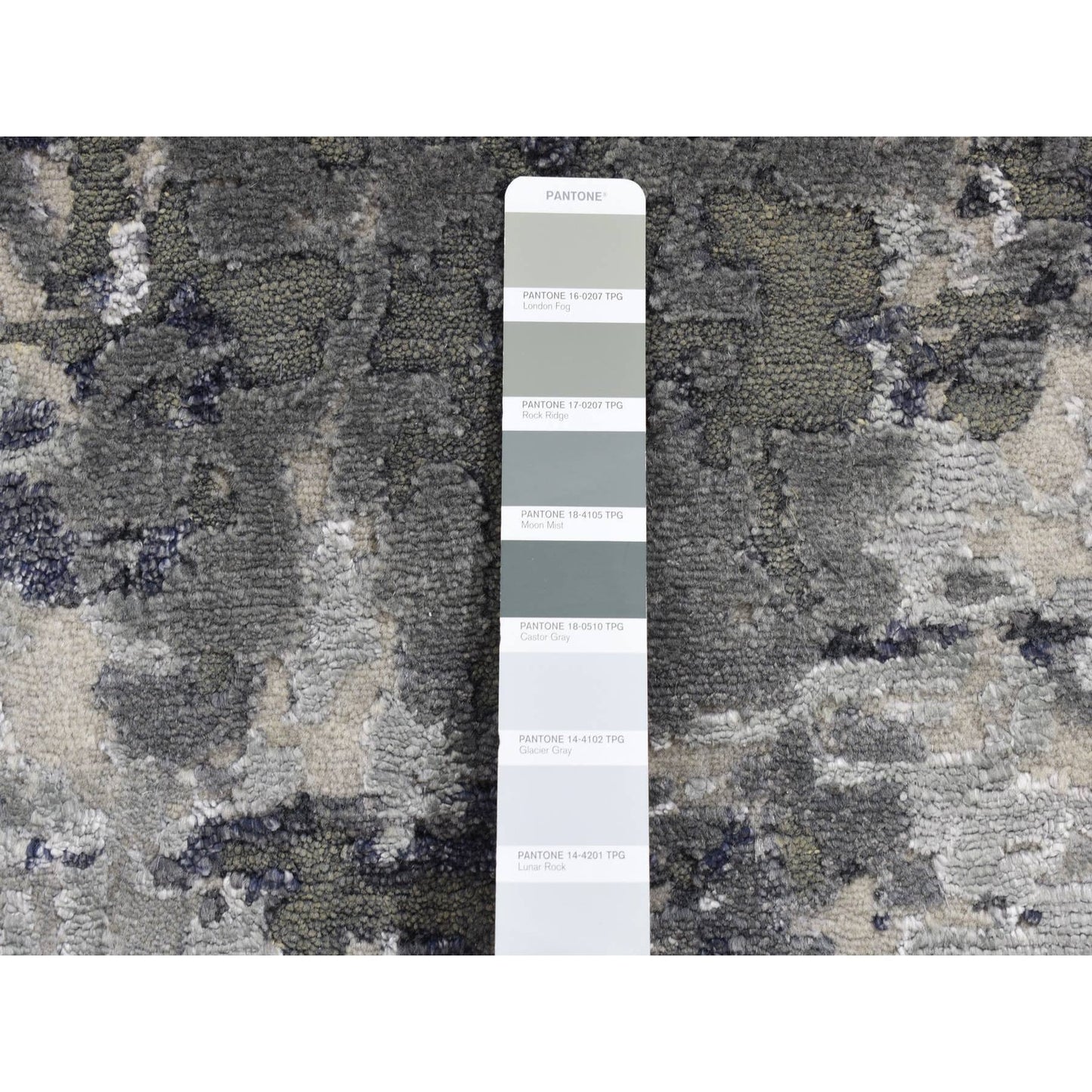 2'7"X5'9" Black Galaxy Design Wool And Silk Hand Knotted Runner Rug