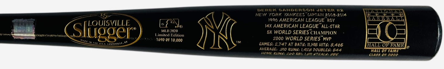 Derek Sanderson Jeter Unsigned Louisville Slugger Laser Engraved Stat Bat 1690/1