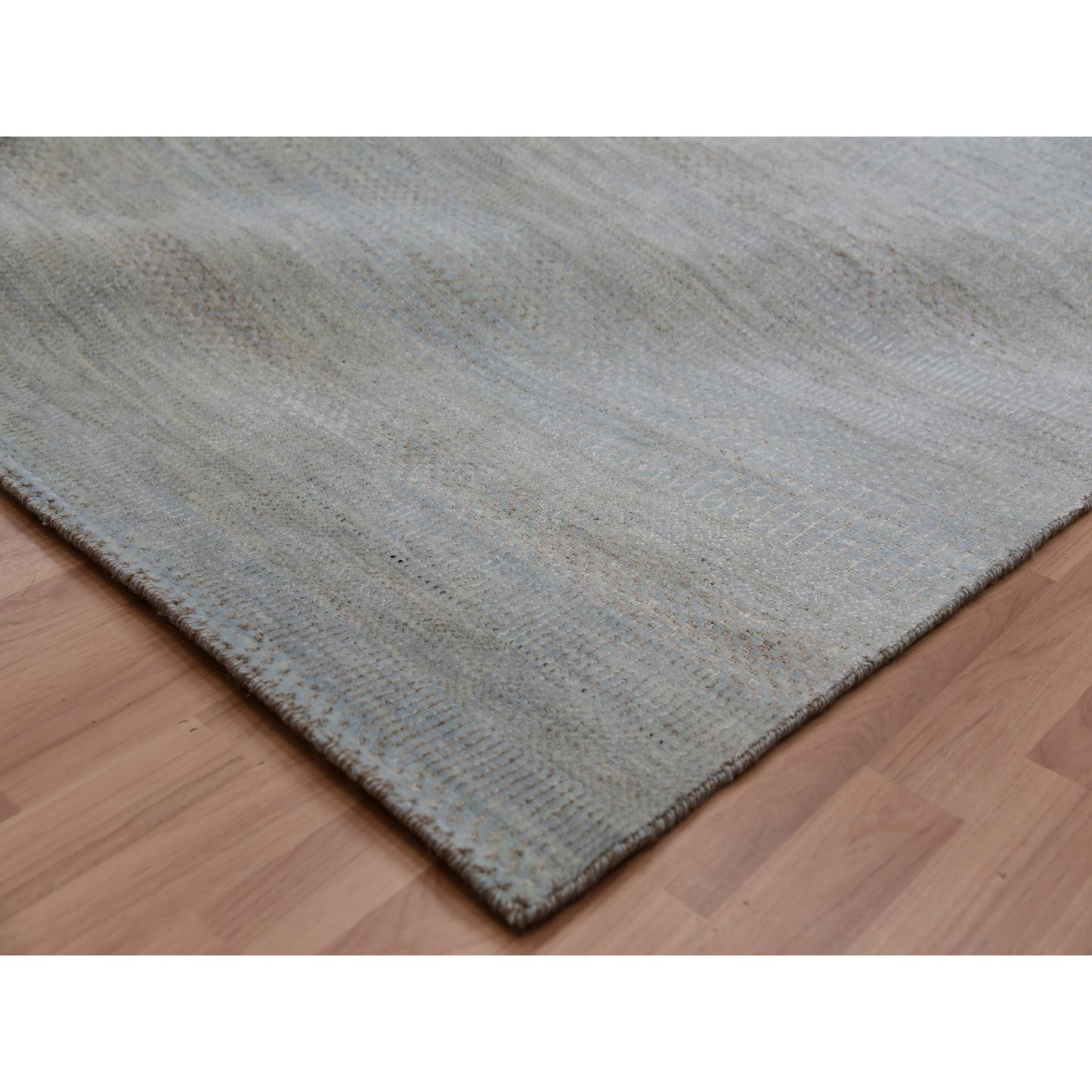 8'X10' Tempered Gray Grass Design Hand Knotted 100% Wool Oriental Rug