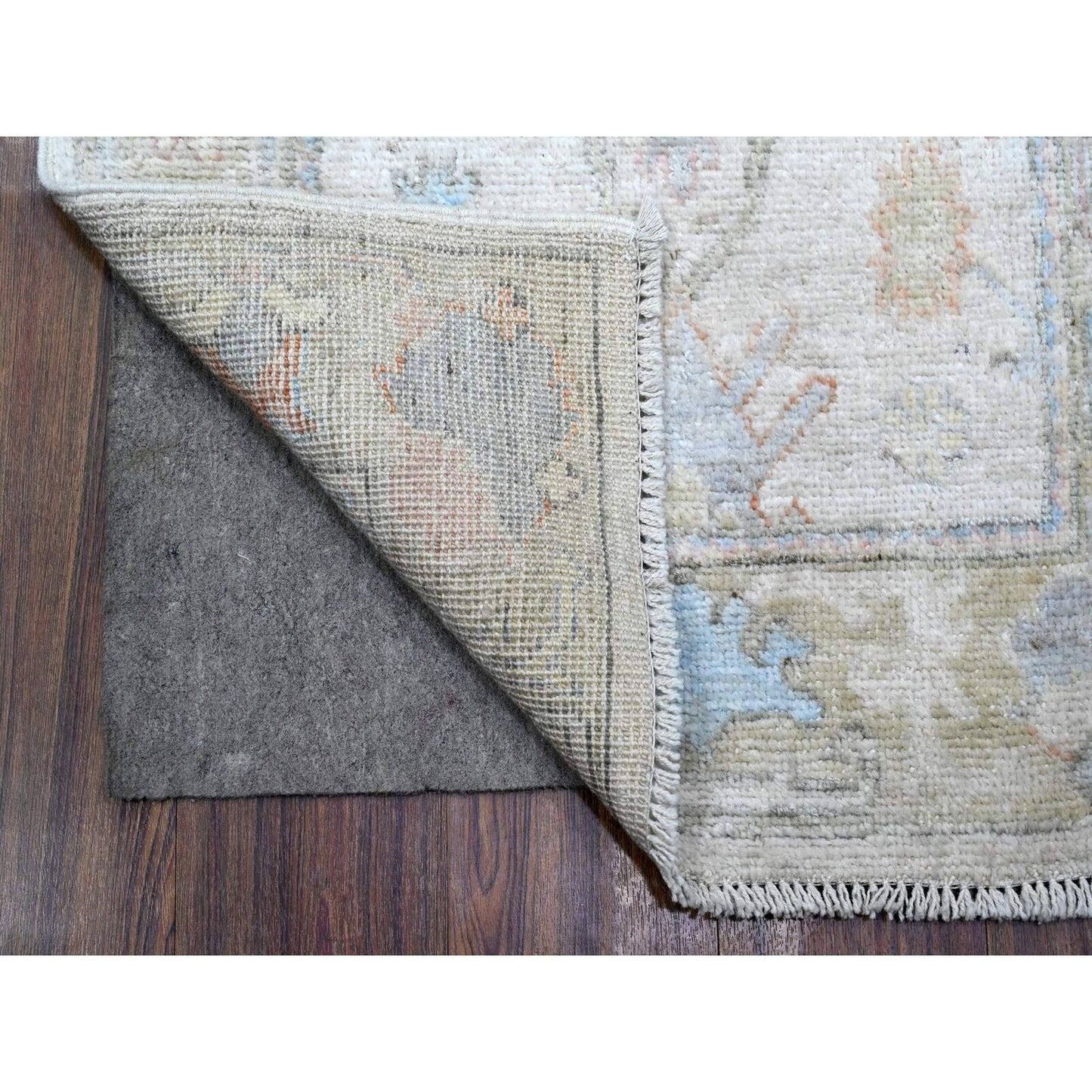 2'6"X19'1" Chrome Gray Natural Dyes Angora Oushak Xl Runner Oriental Rug