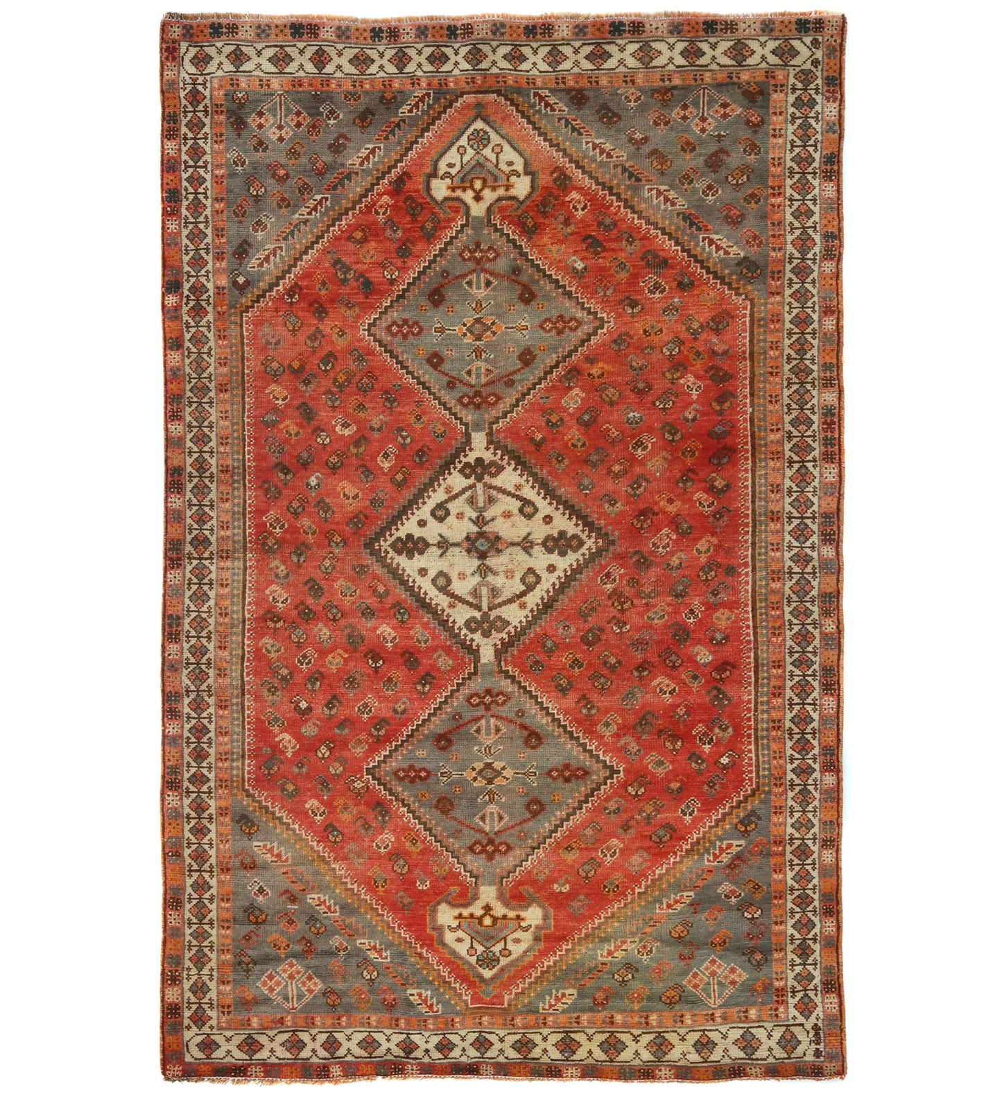 Muted Semi-Antique Tribal Design Wool Oriental