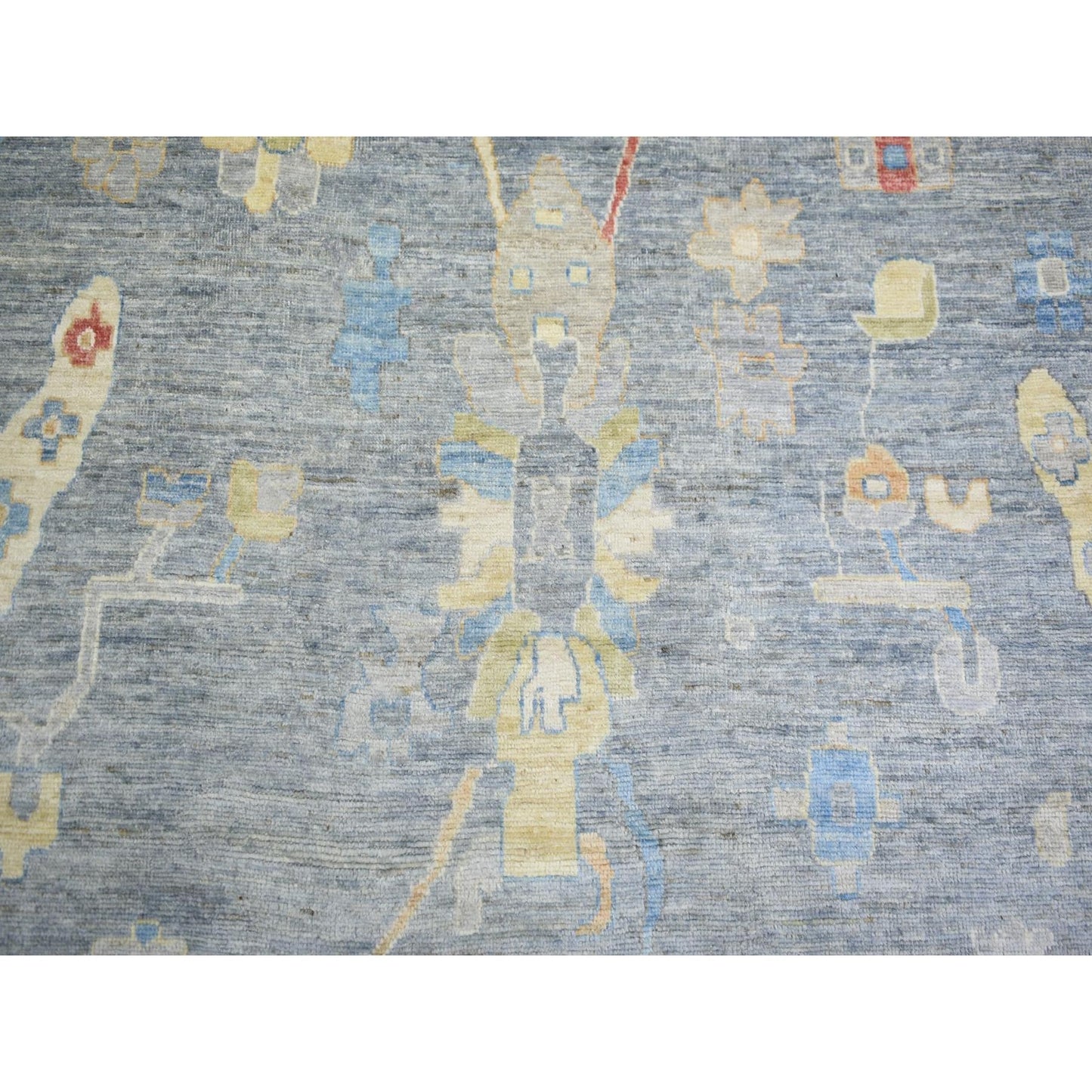 12'X16' Cadet Gray, Wool Hand Knotted, Afghan Angora Oushak Oversized Rug