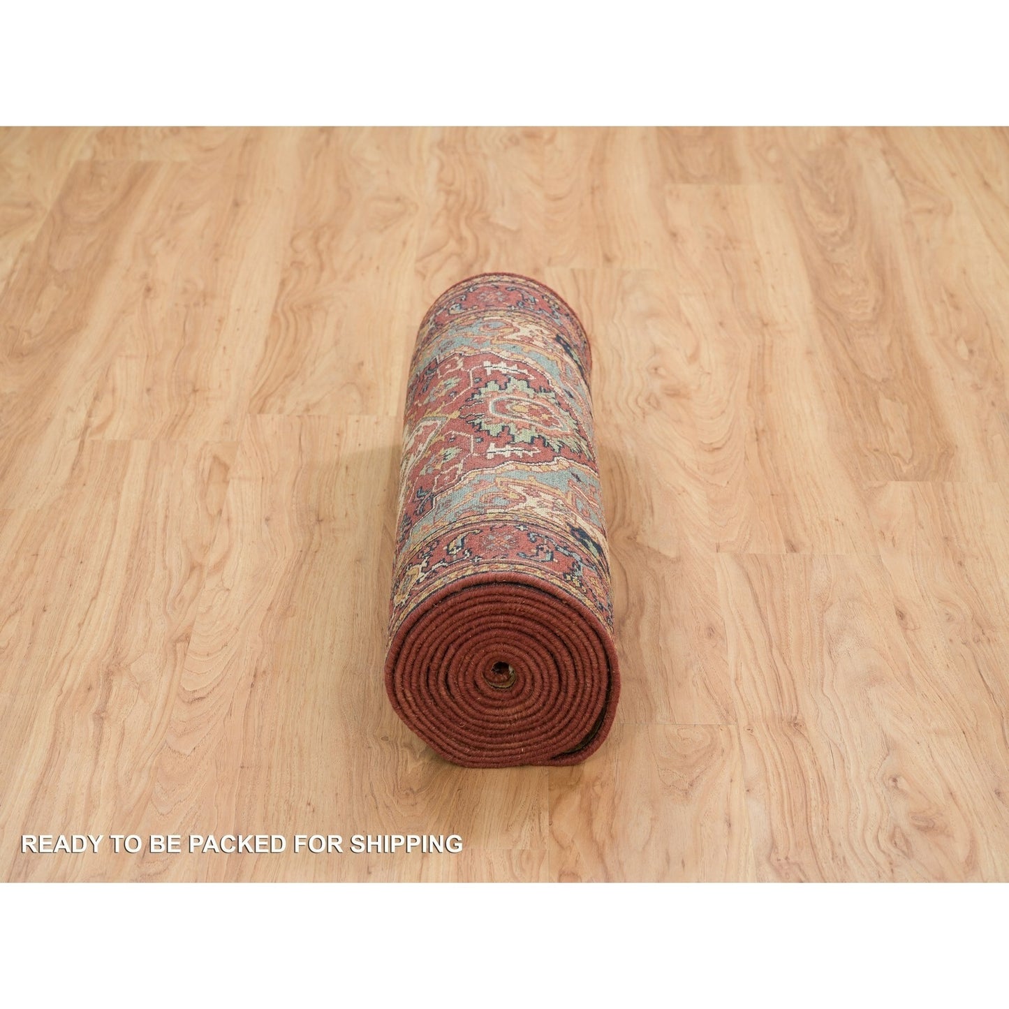2'7"X16'2" Red Hand Knotted Heris Re-Creation Soft Wool Xl Runner Rug