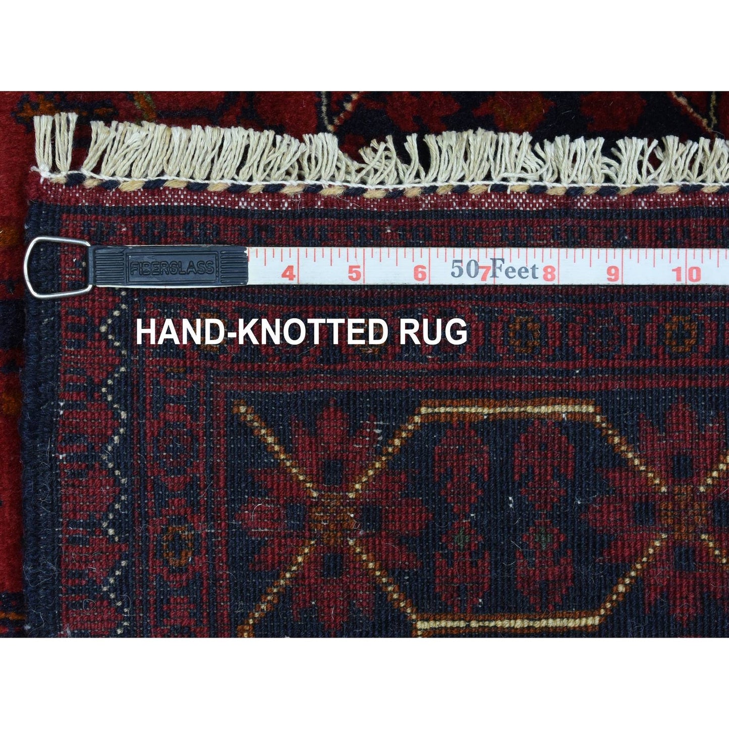 3'4"X4'9" Red Afghan Khamyab Soft And Shiny Wool Hand Knotted Rug