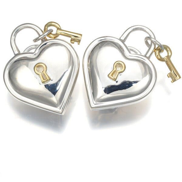 Tiffany&Co. Earrings Heart Lock Key 925 Sterling