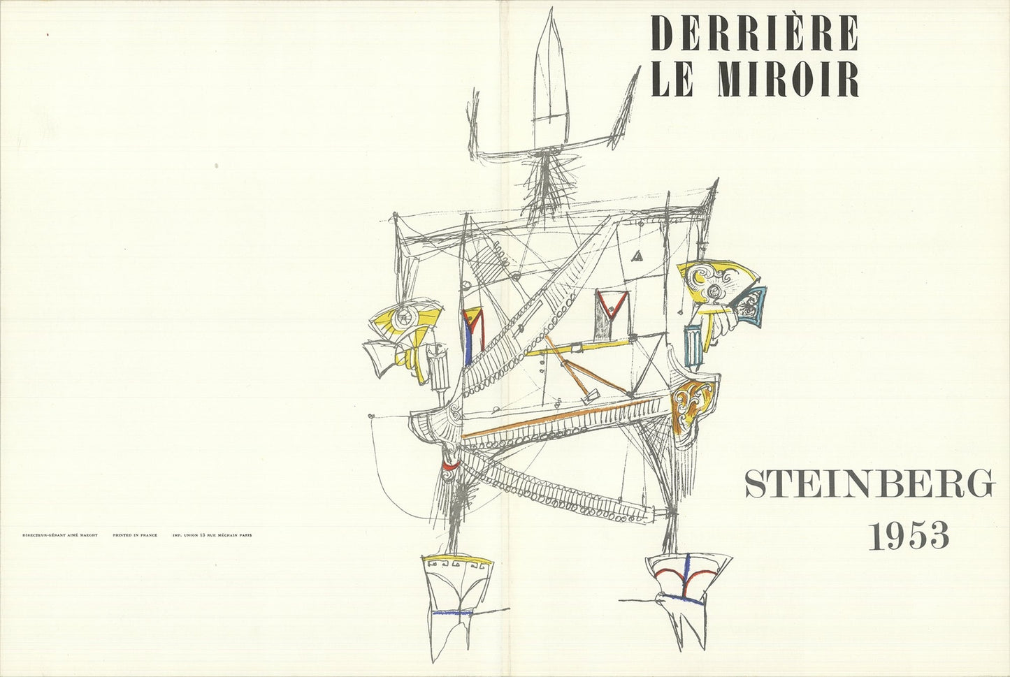 Saul Steinberg Dlm 53-54 Cover " Lithograph Modernism Gray White
