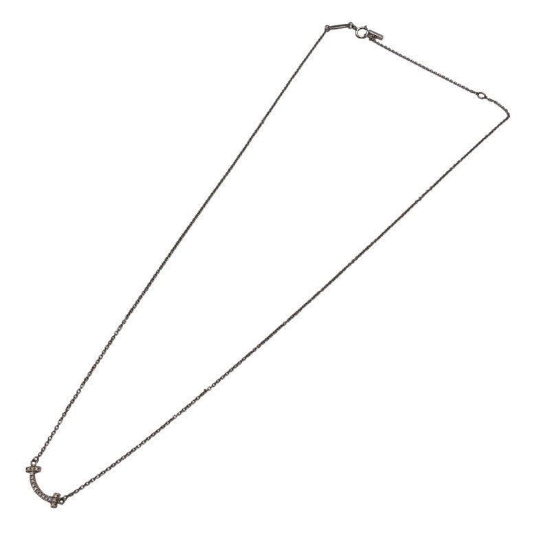 Tiffany & Co. T Smile Micro Mini Necklace K18 White Gold