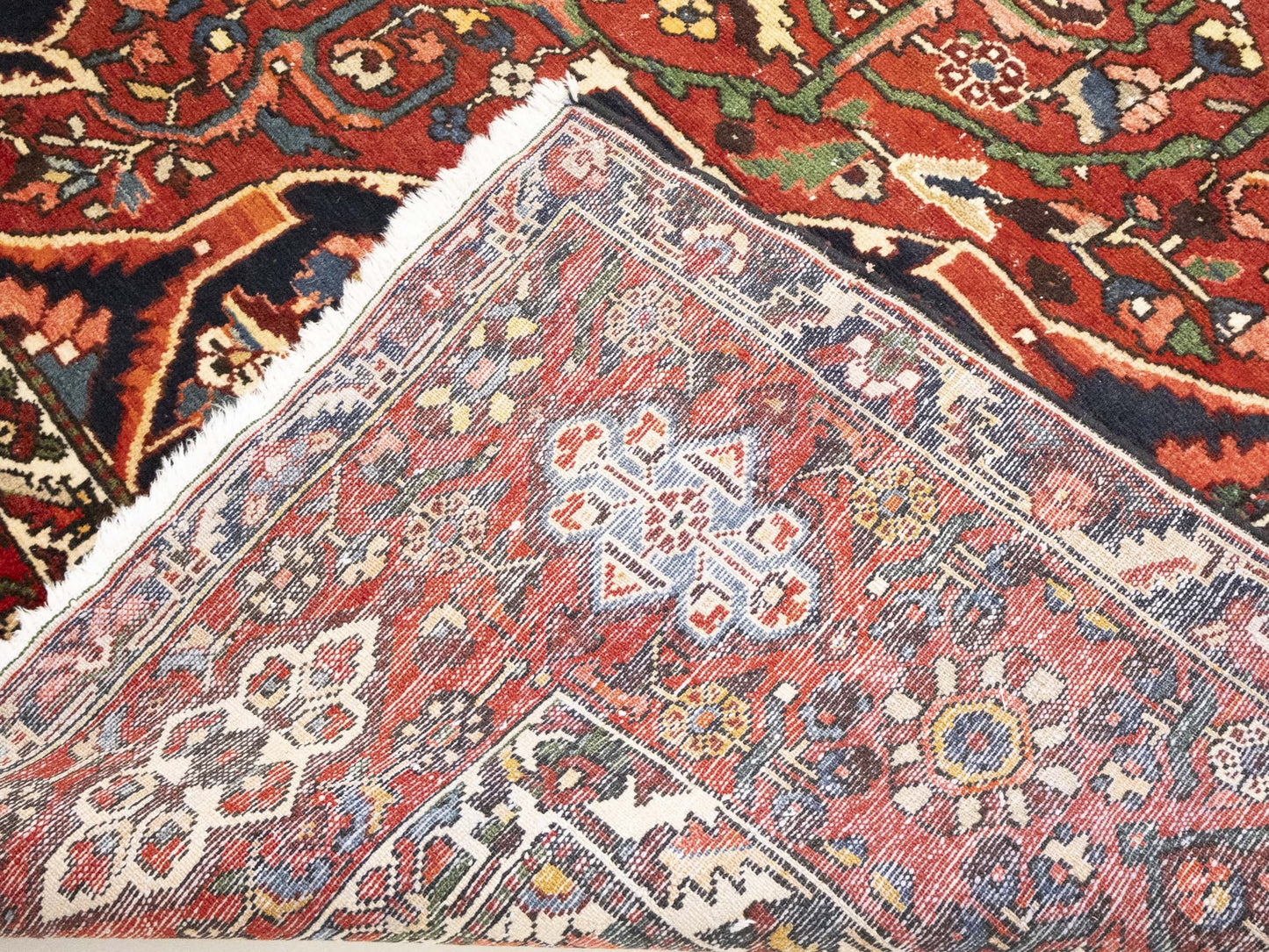 Vintage Red Floral Rug Extra-Large Handmade