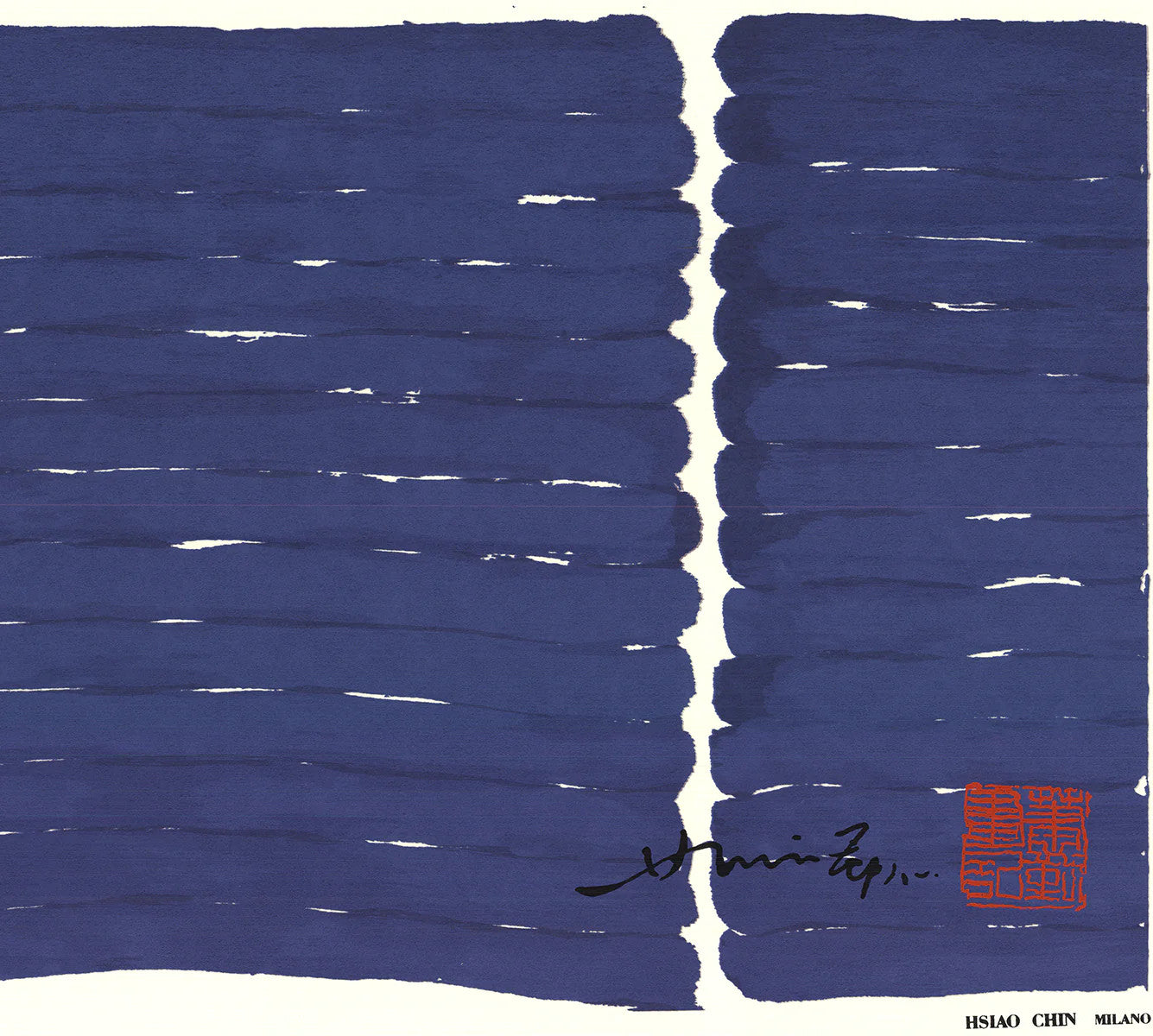 Hsiao Chin Untitled (Blue) " Lithograph Abstract