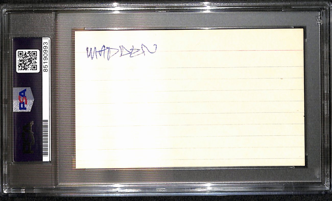 John Madden Hof Signed/Auto 3X5 Index Card